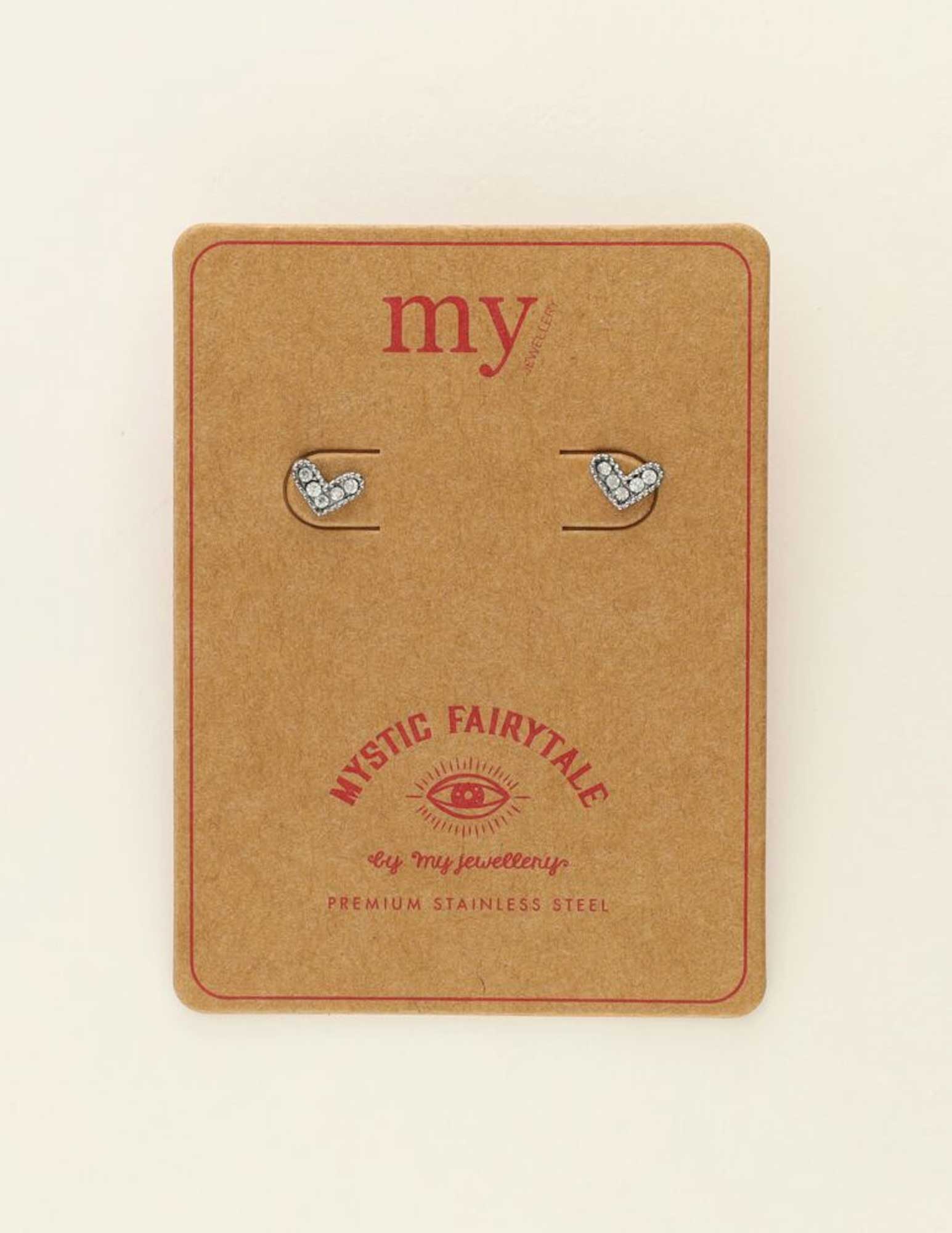My Jewellery Mystic studs hartje met steentjes MJ09442 Zilver