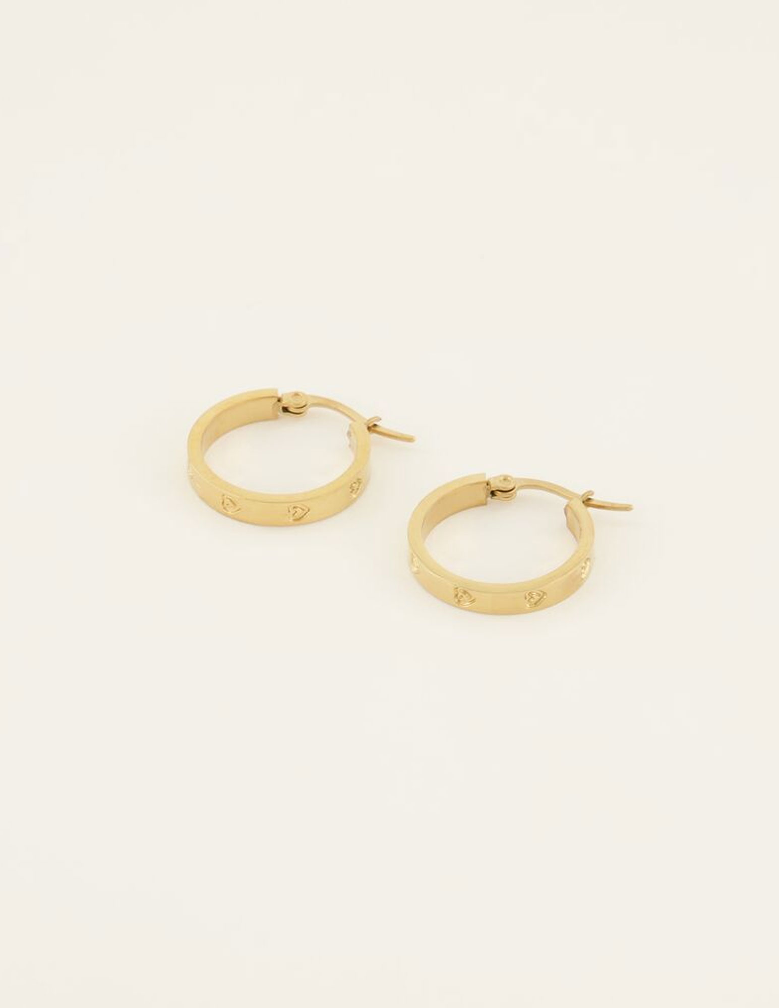 My Jewellery oorbellen gegraveerde hartjes MJ07495 Goud