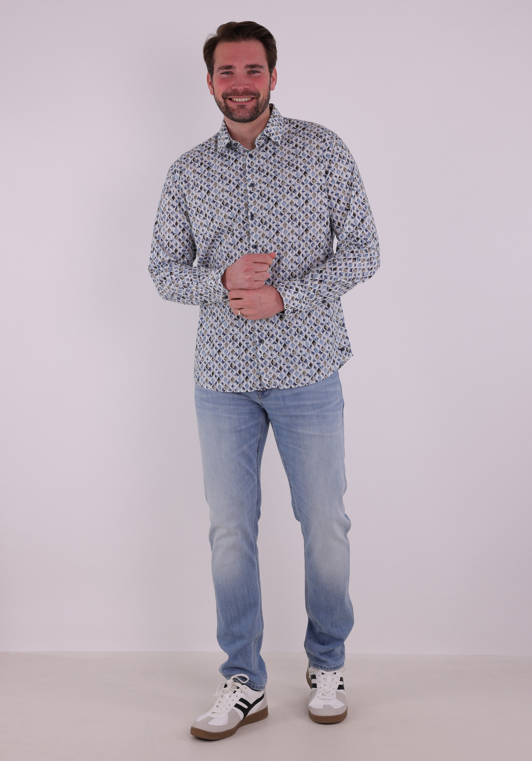 No Excess Overhemd all-over print 31430216 Licht blauw