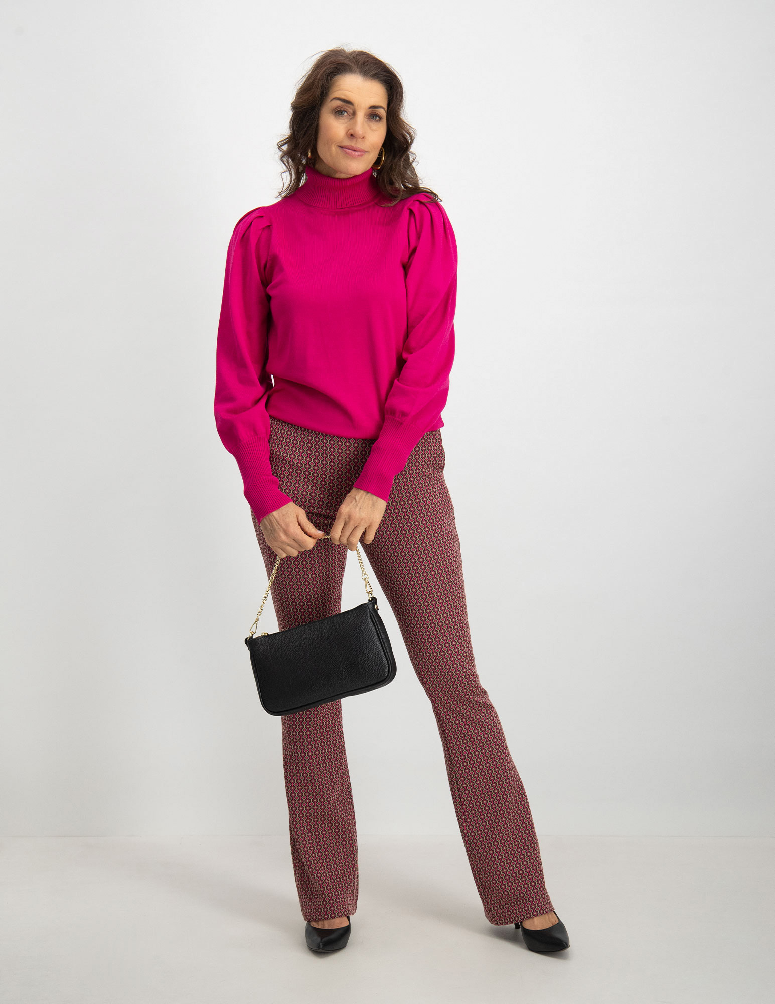 Geisha Flared broek met print 31858-70 Roze