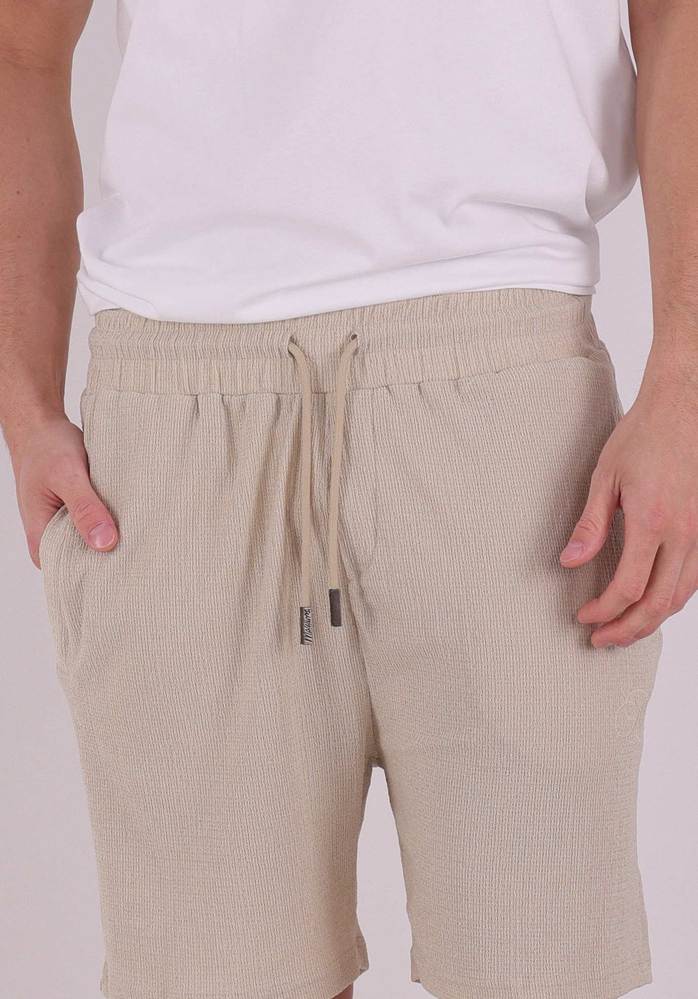 Malelions Short Emblem Seersucker MMC30026061 Beige