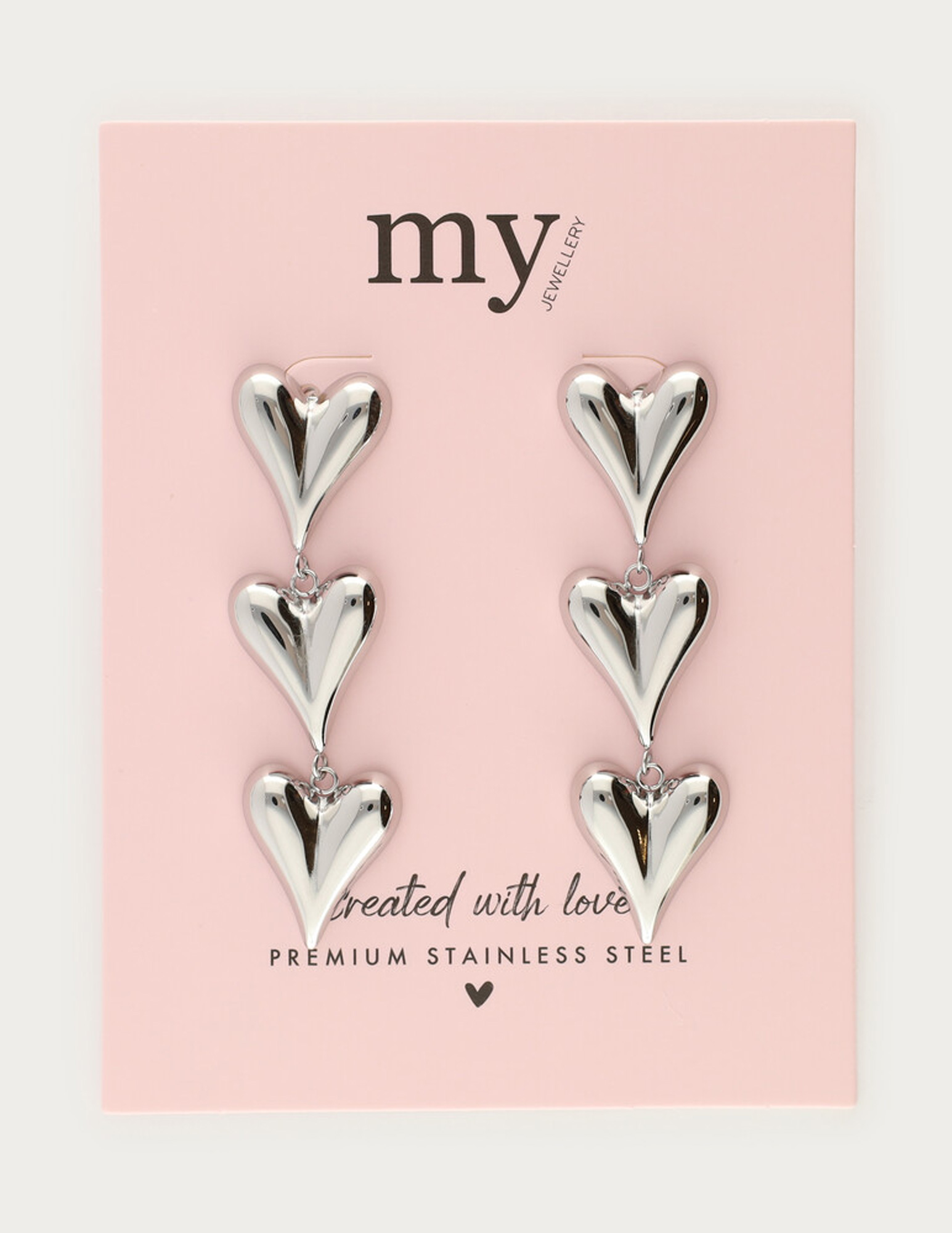 My Jewellery Statement oorhangers drie hartjes MJ14298 Zilver