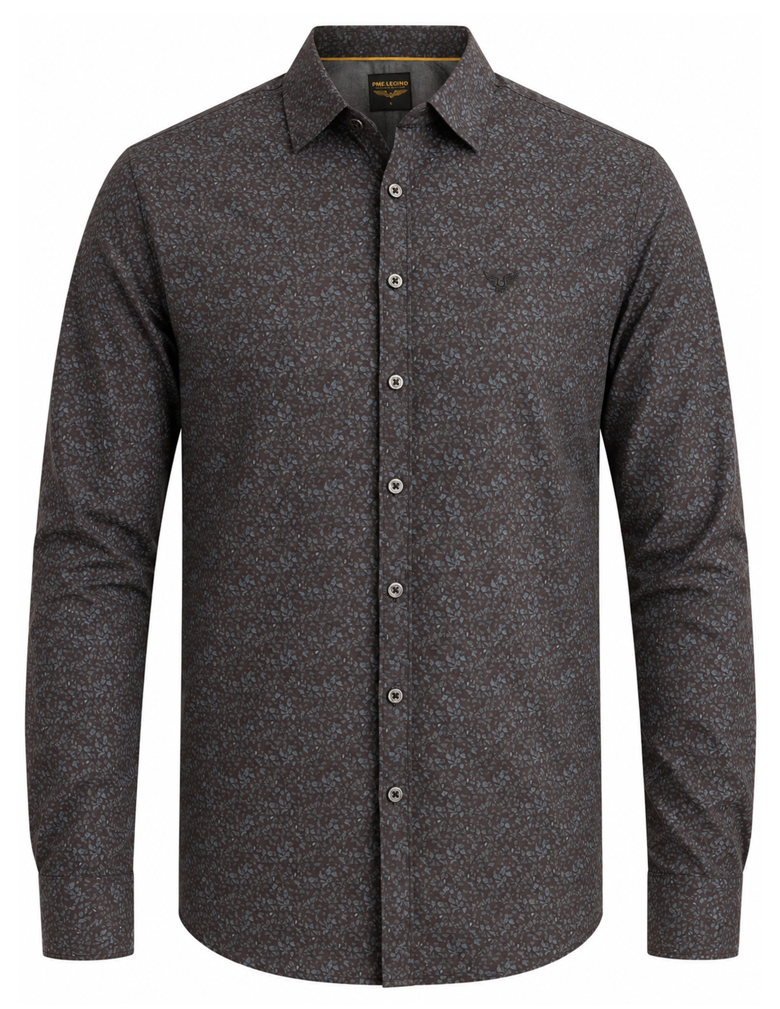 PME Legend Overhemd all-over print PSI2609252 Antraciet