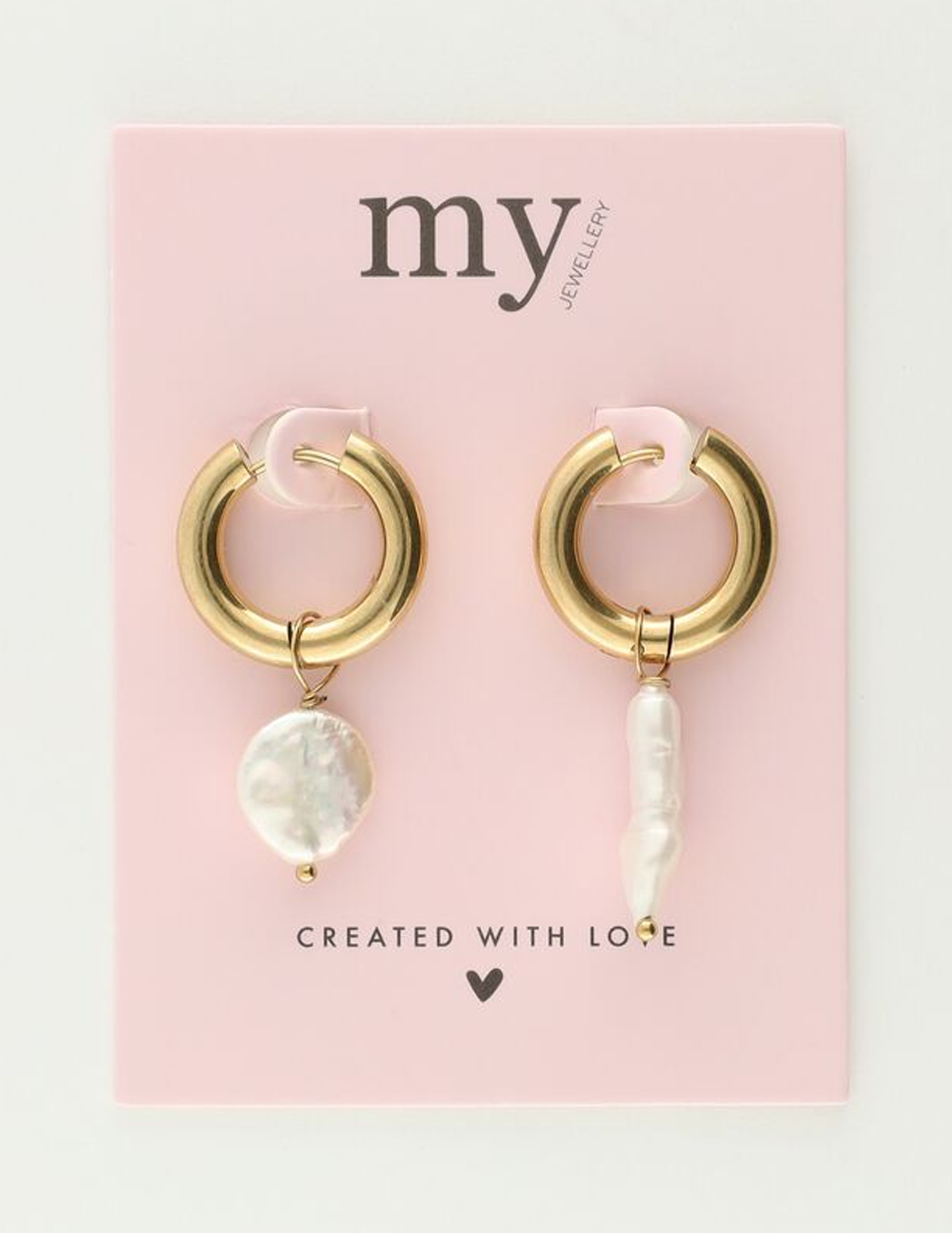 My Jewellery Oorringen met twee verschillende parels MJ09710 Goud