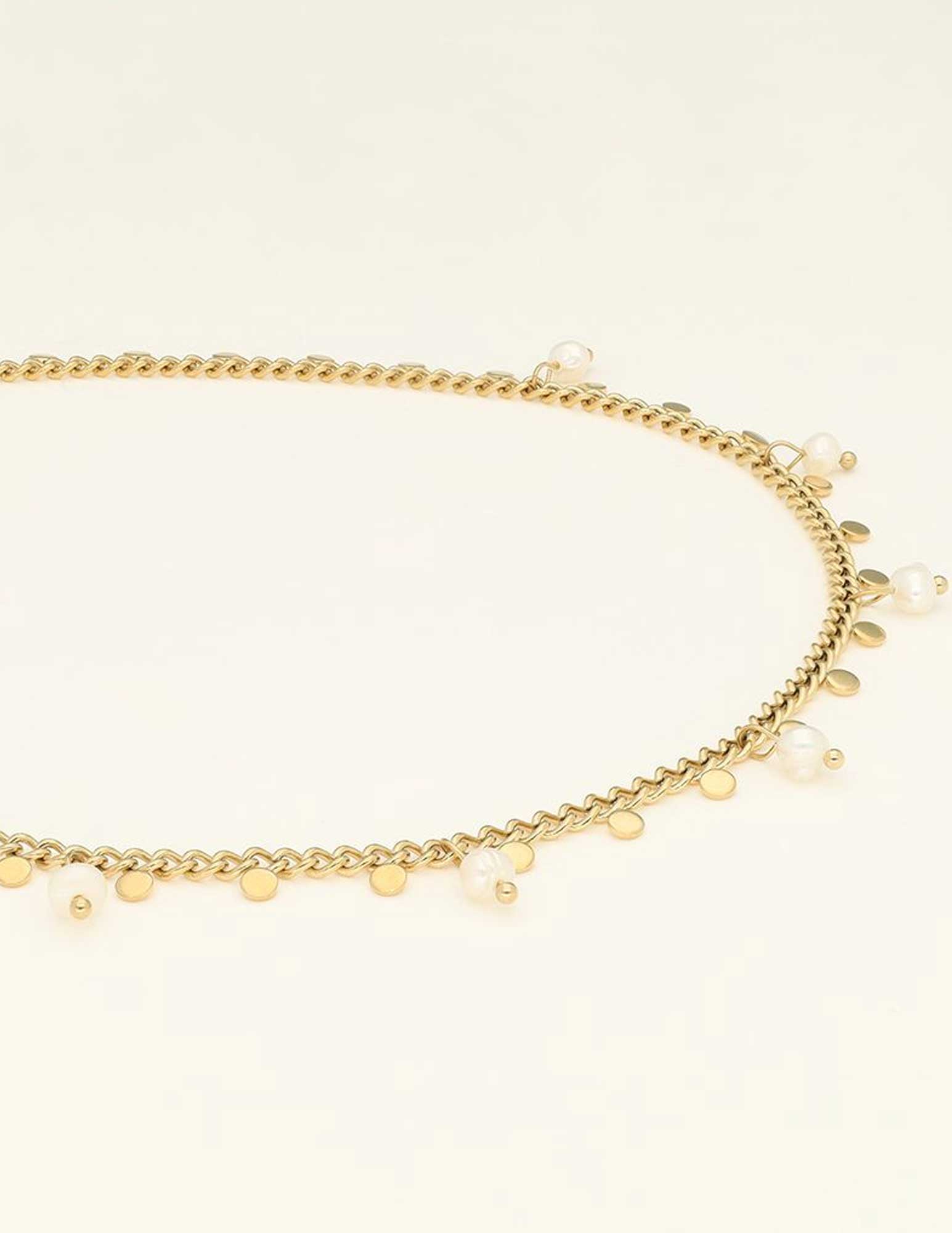 My Jewellery Ketting met kleine munten en parels MJ09226 Goud