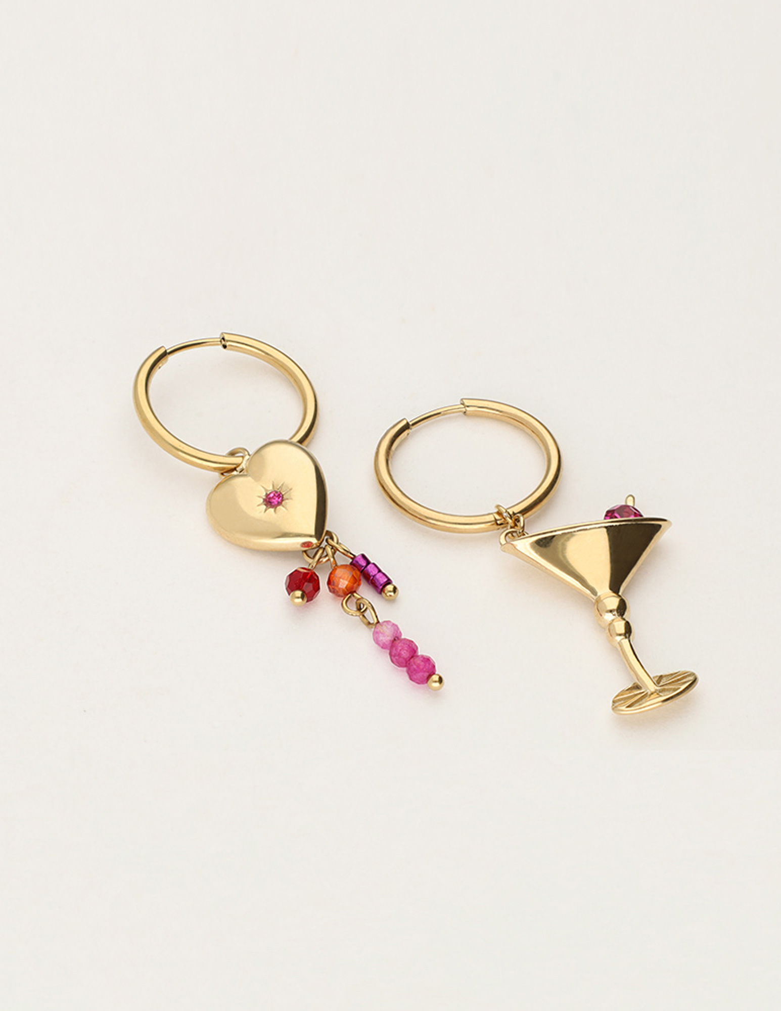 My Jewellery Starry oorringen met cocktail glas en hartje MJ11964 Goud