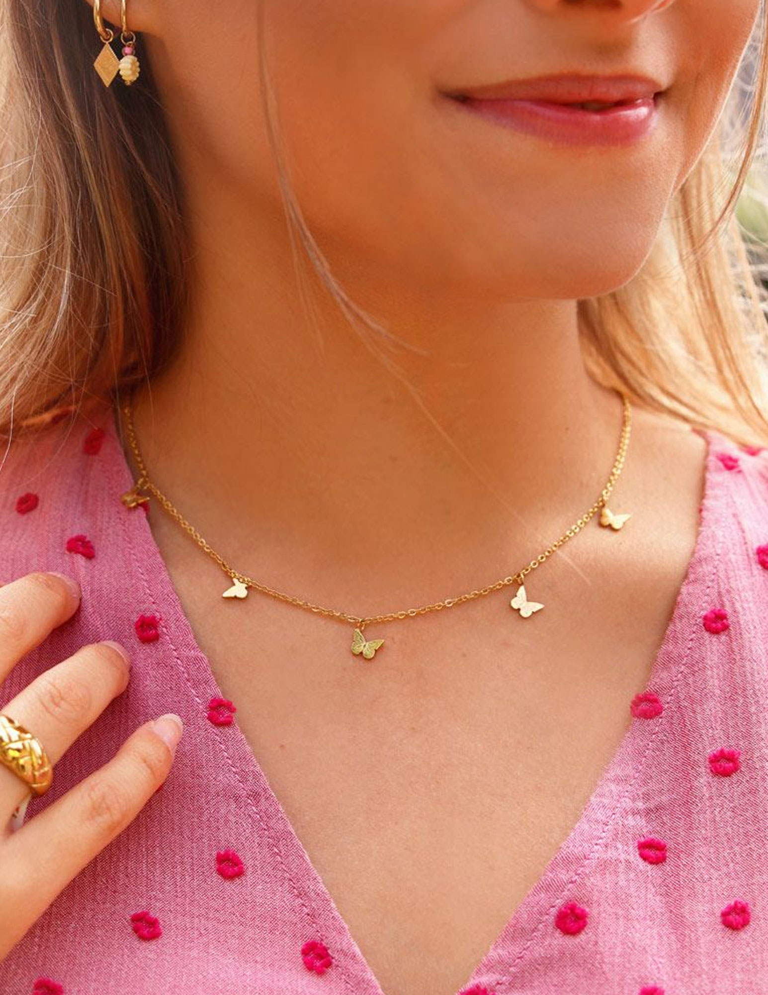 My Jewellery Ketting vlindertjes MJ03551 Goud