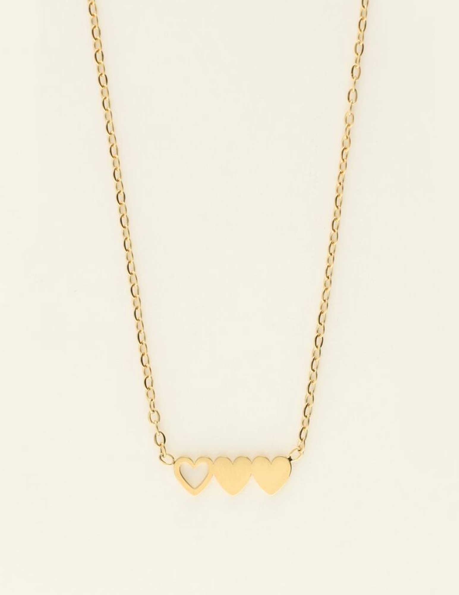 My Jewellery Kettingen set drie hartjes MJ09021 Goud
