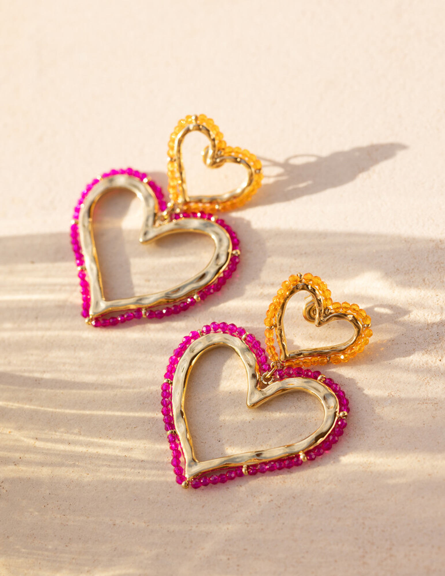 My Jewellery Sunrocks oorhanger hartjes met kralen MJ12623 Goud