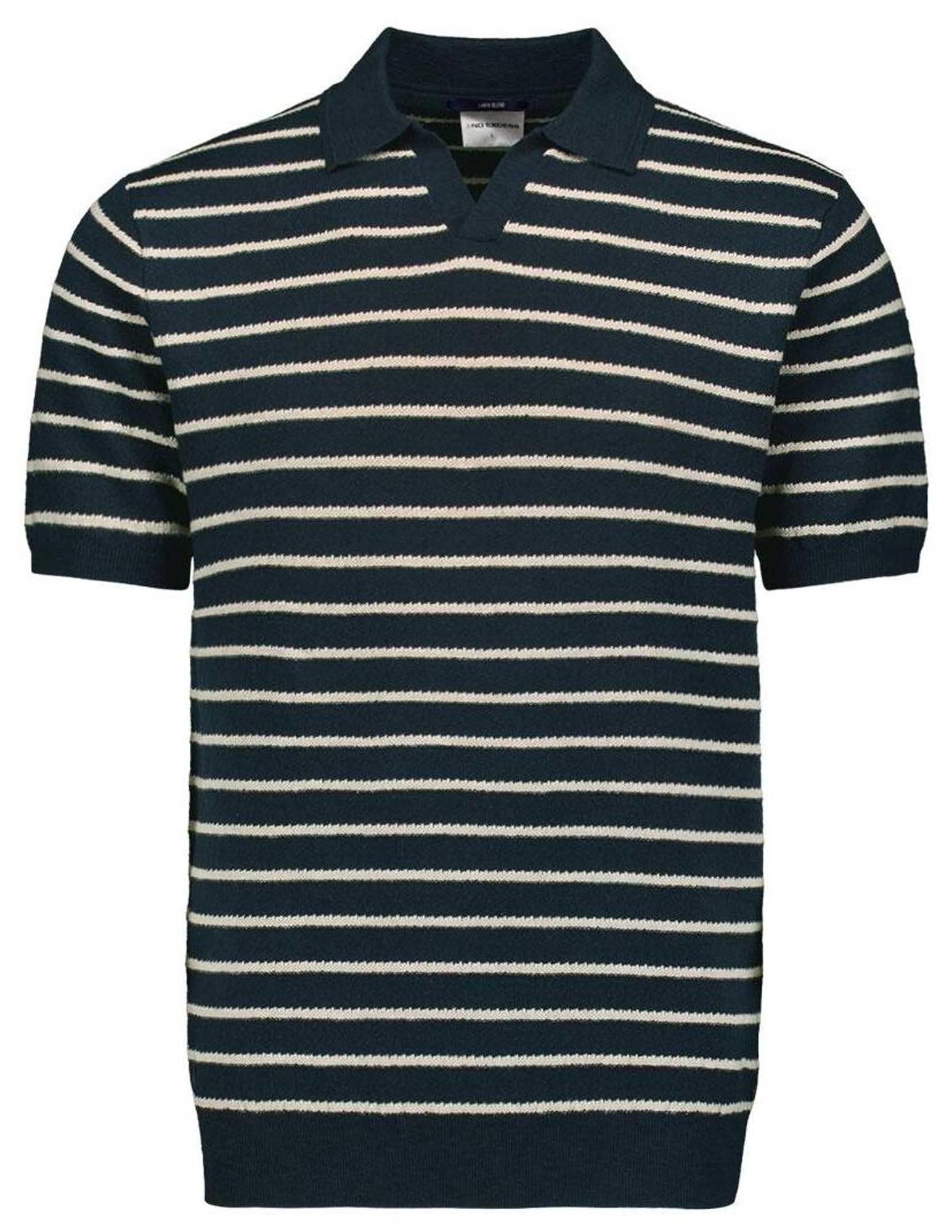 No Excess Polo gestreept 23210242 Donker blauw