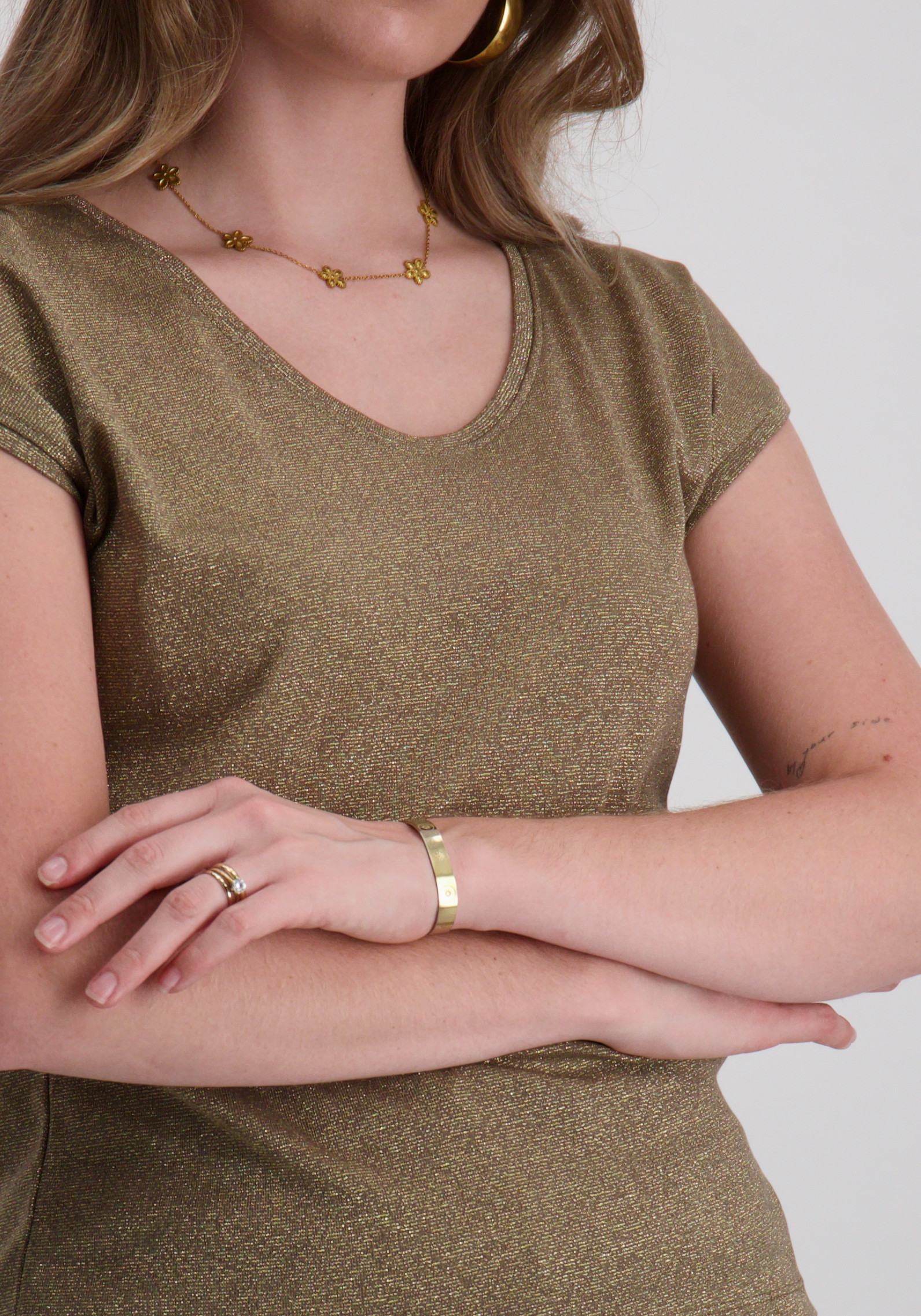 Only T-shirt Silvery lurex 15136069 Taupe