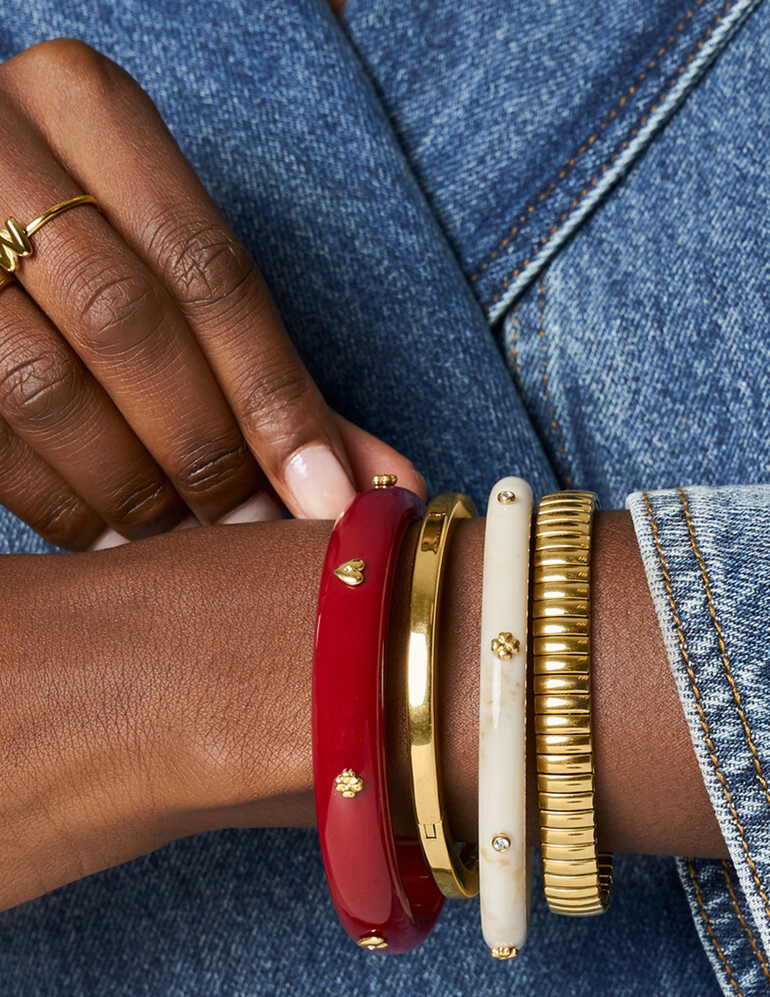 My Jewellery Resin bangle met studs MJ15236 Ecru