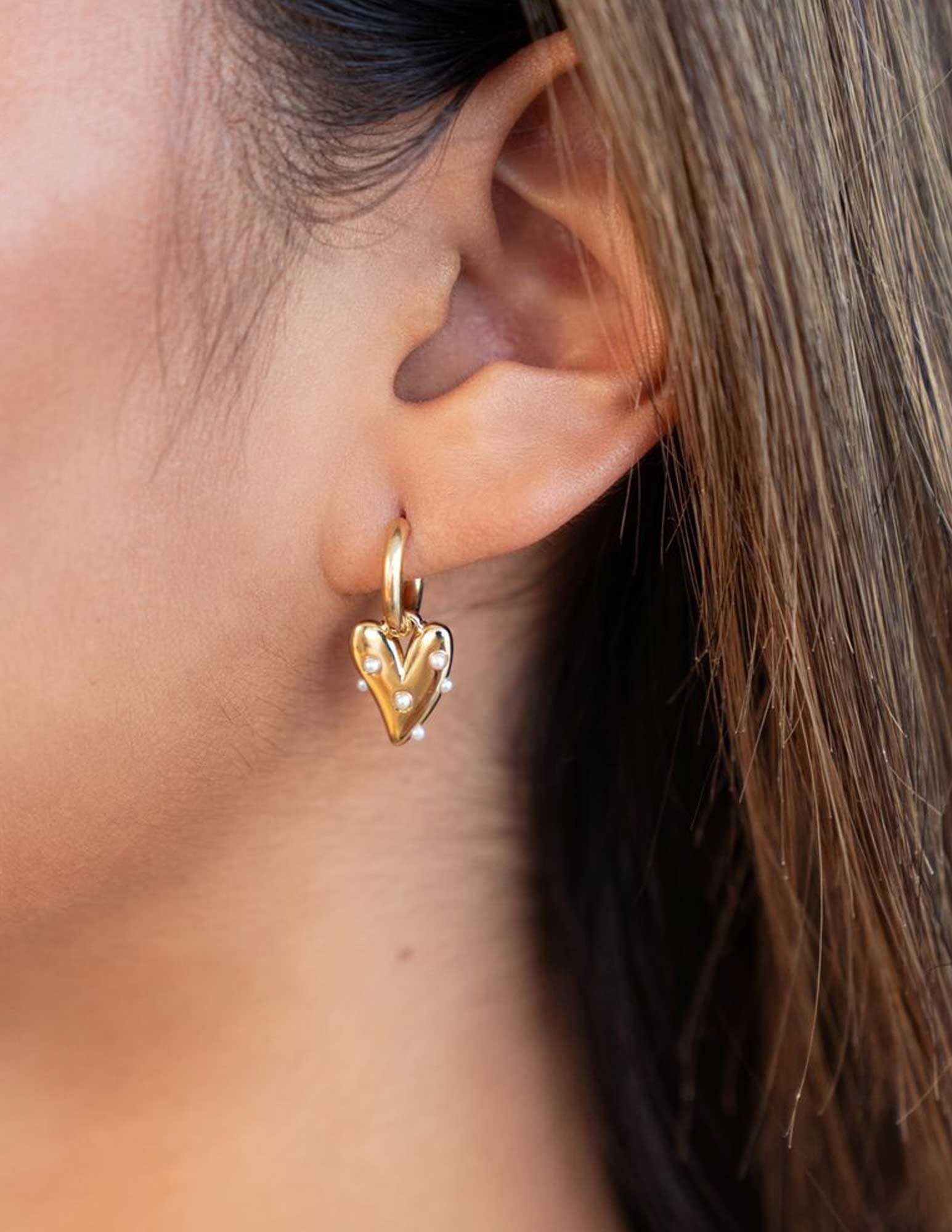 My Jewellery Oorbellen met hart en parels MJ09212 Goud