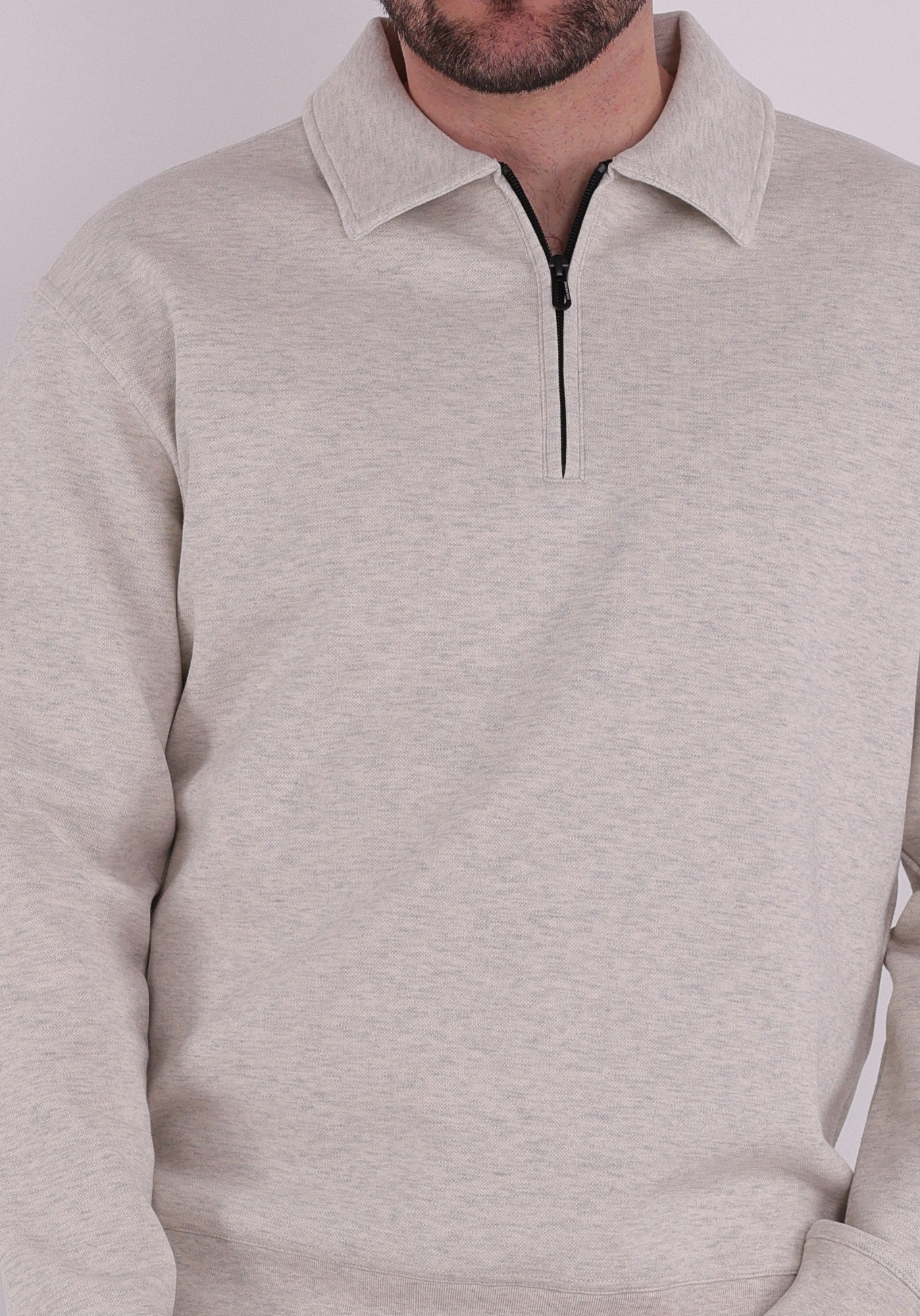 No Excess Sweater met polo kraag 31100104 Licht grijs