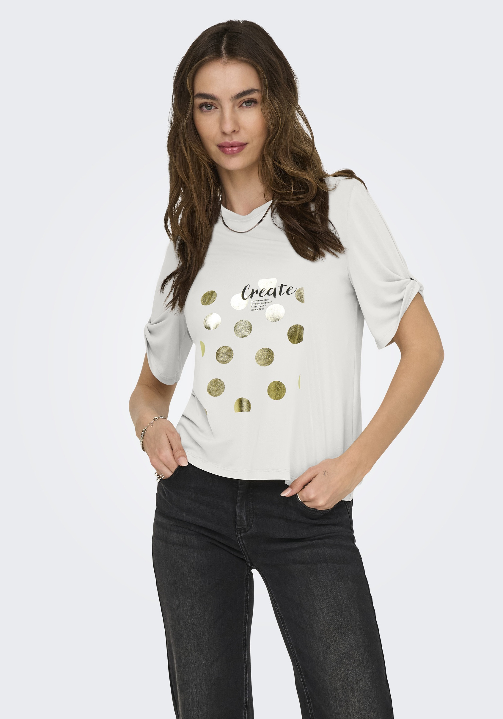 Only T-shirt Free 15349921 Wolwit-ecru