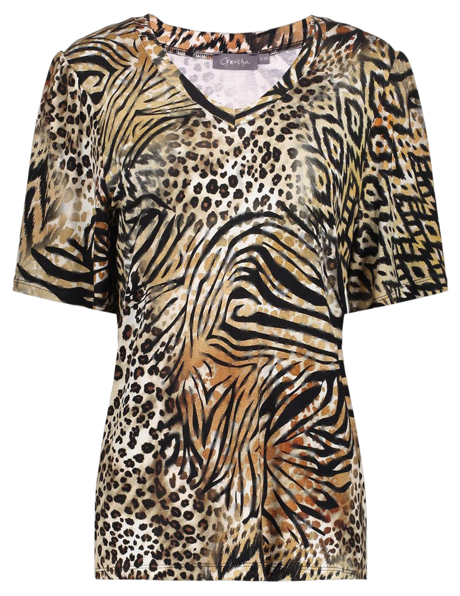 Geisha T-shirt all-over print 52445-60 JAZZ Donker bruin