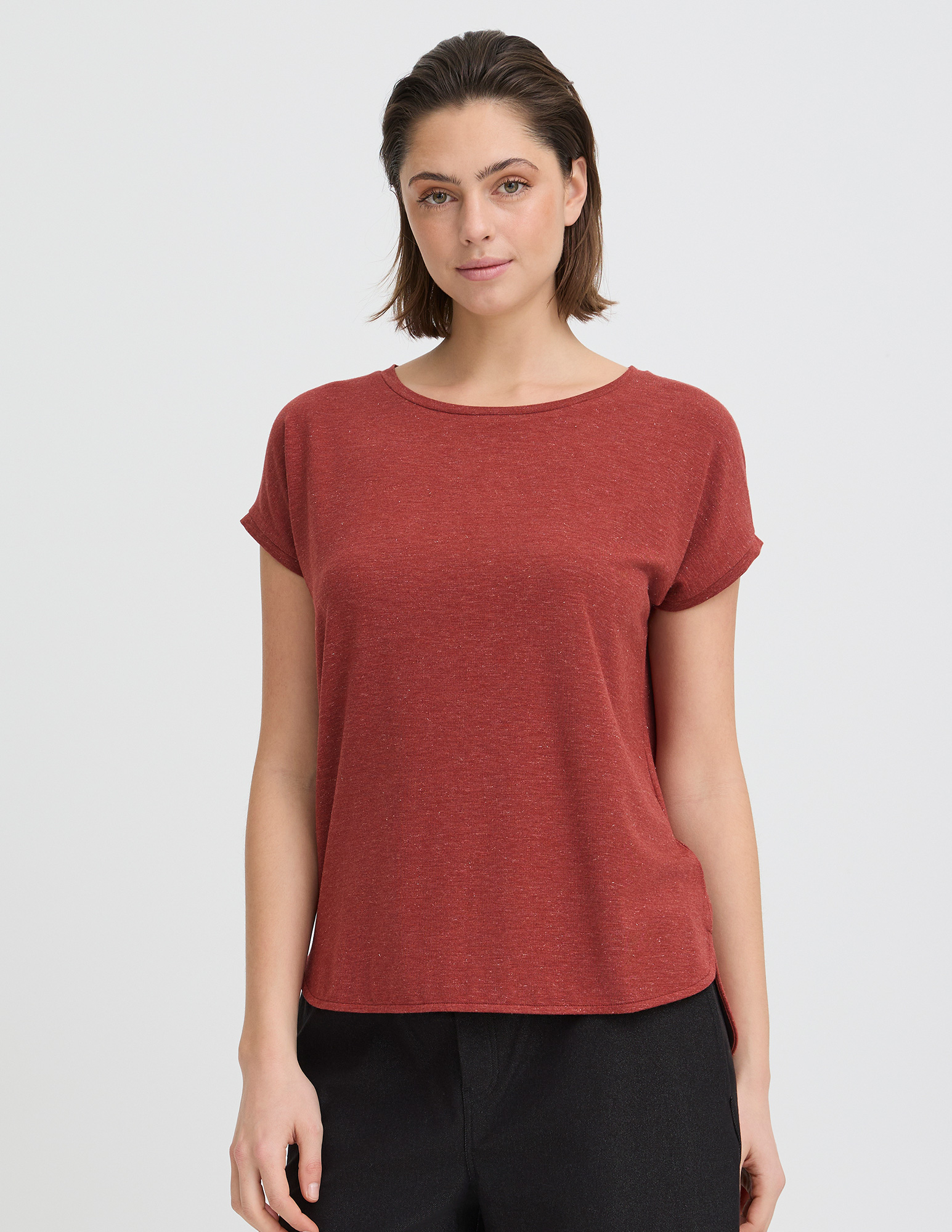 Ichi T-shirt Rebel  20109945 Steenrood