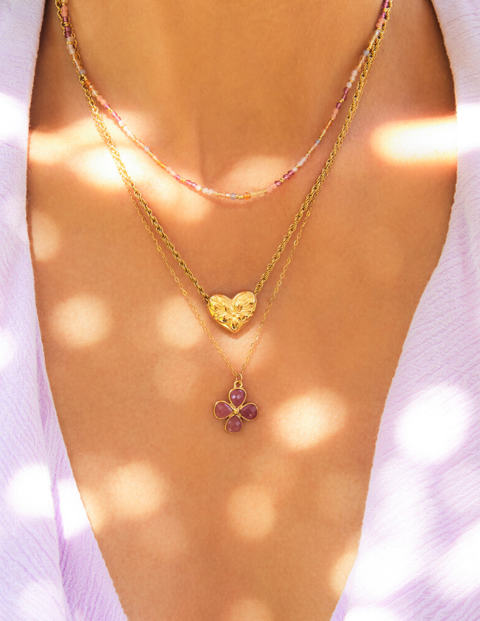 My Jewellery Botanical ketting met bloemen hart MJ13751 Goud