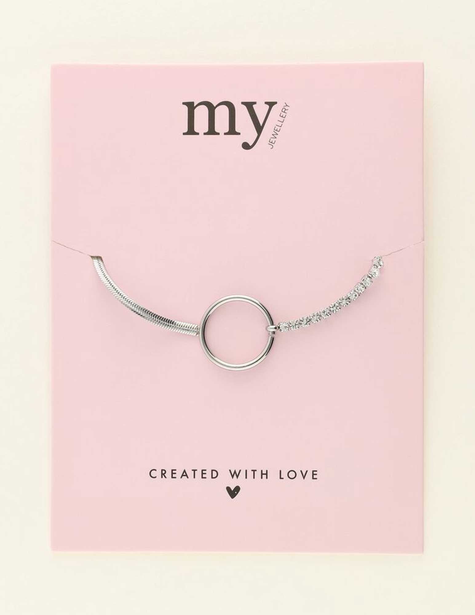 My Jewellery Armband met steentjes en cirkel MJ09414 Zilver