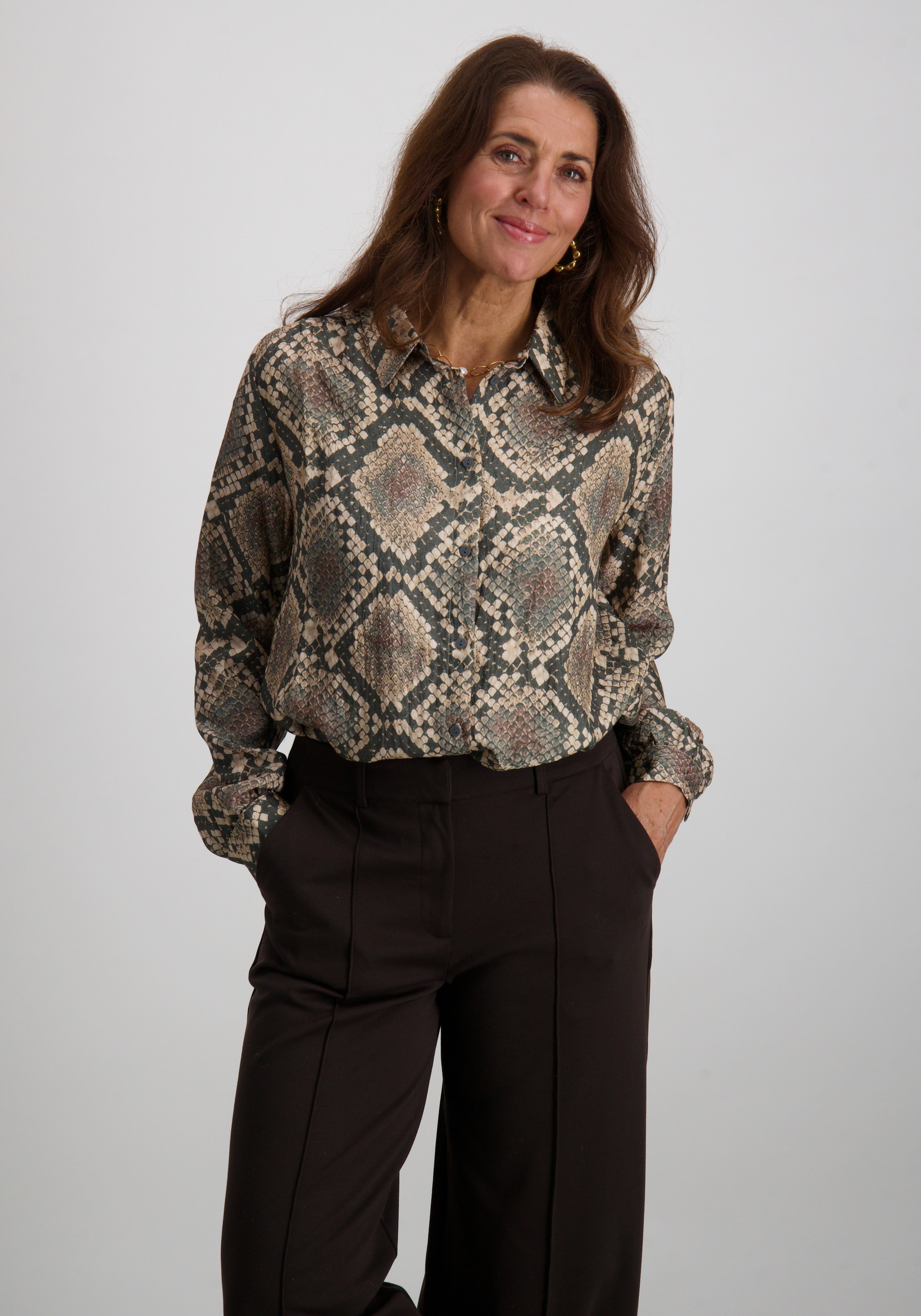 Geisha Blouse Animal 53644-20 Zwart