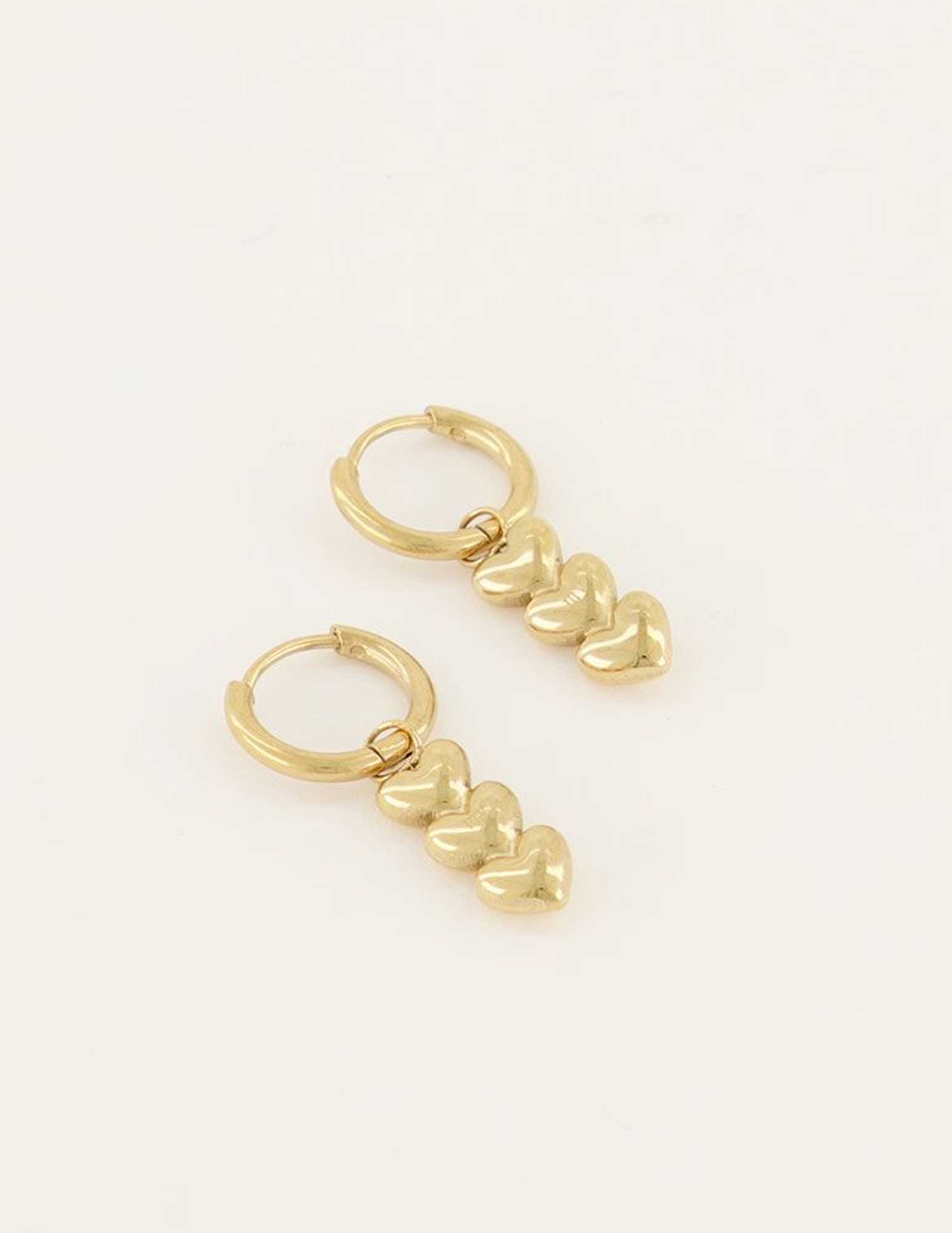 My Jewellery Oorbellen drie hartjes MJ06708 Goud