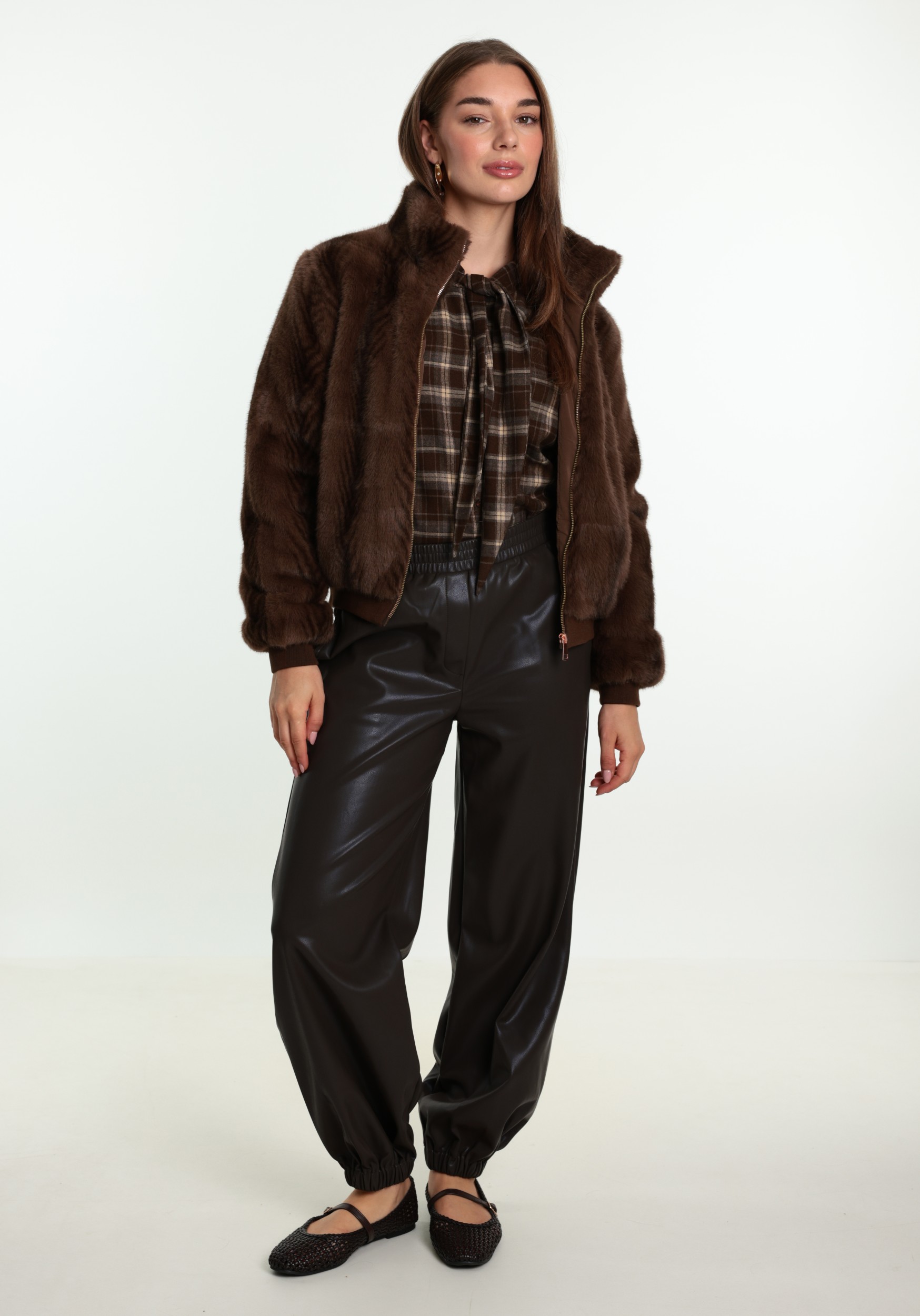 Geisha Jacket fake fur 69524-19 Donker bruin