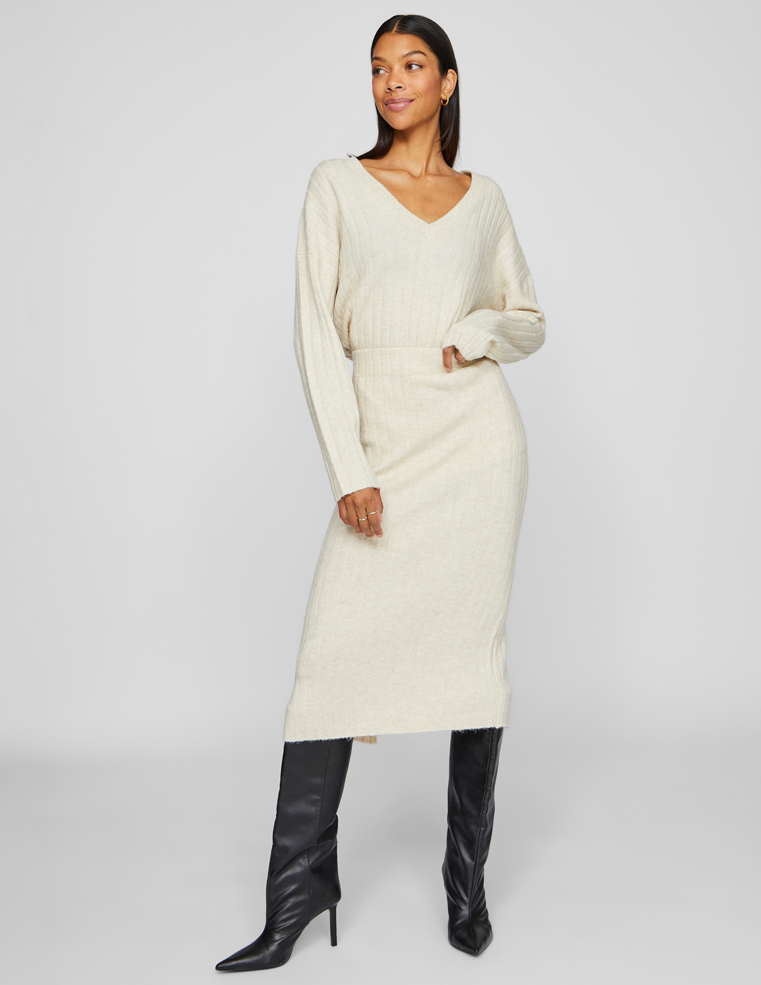 Vila Lange rok Miraz 14099675 Wolwit-ecru