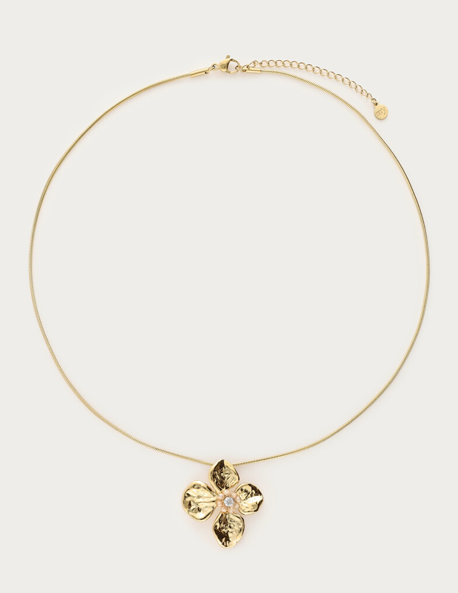 My Jewellery Botanical ketting met bloem en kralen MJ15408 Goud