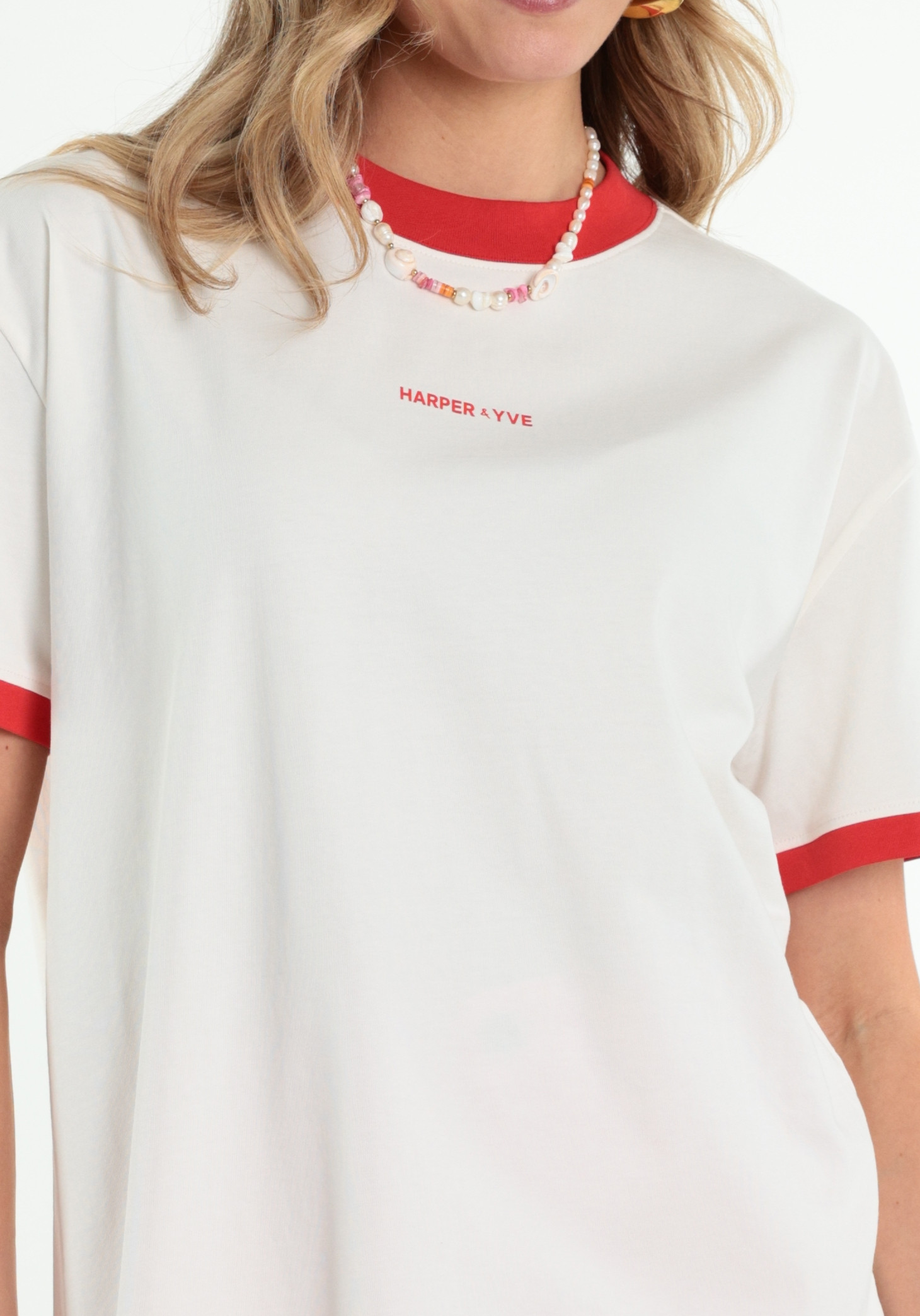 Harper & Yve T-shirt Bum Bum HS6Y300 Wolwit-ecru