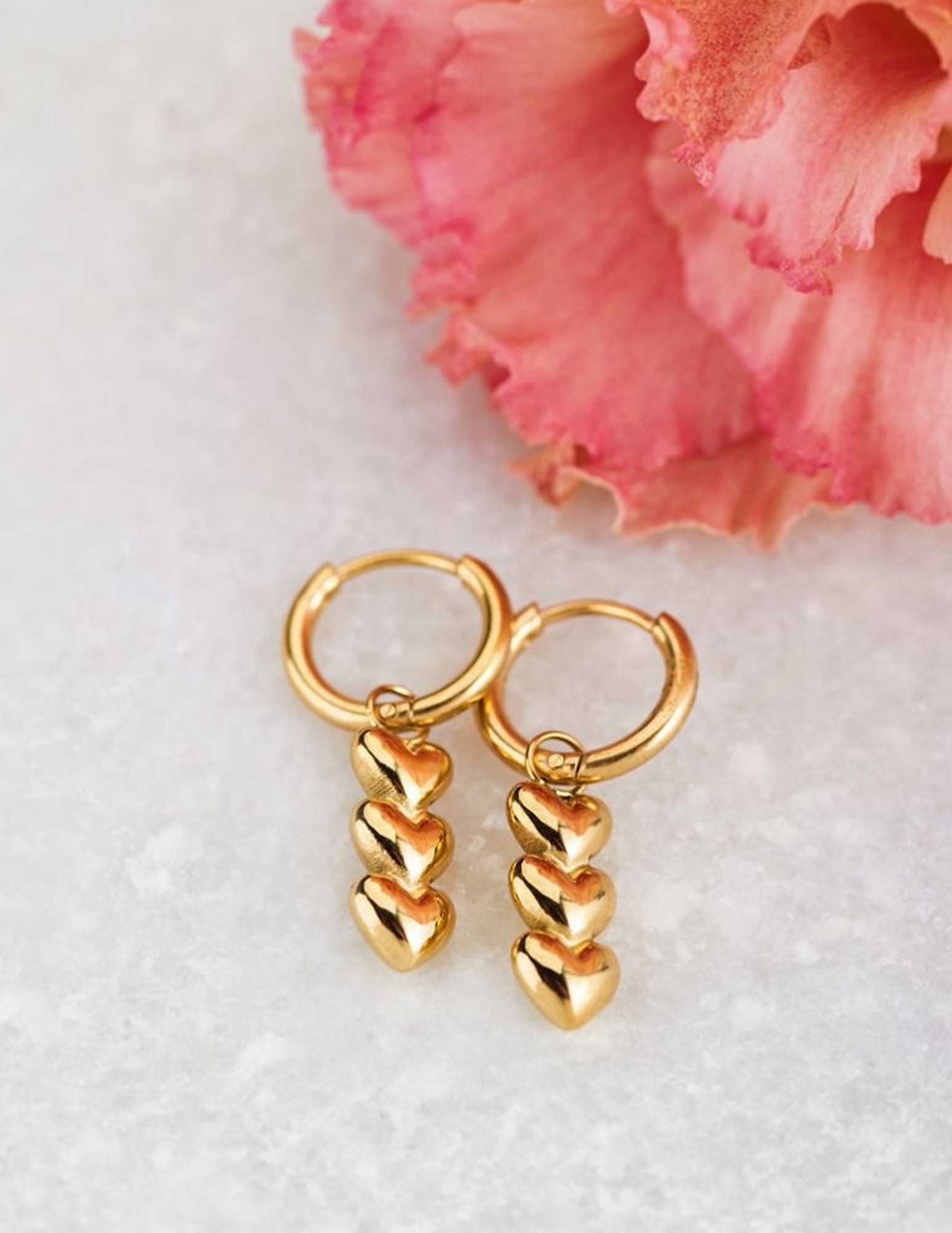 My Jewellery Oorbellen drie hartjes MJ06708 Goud