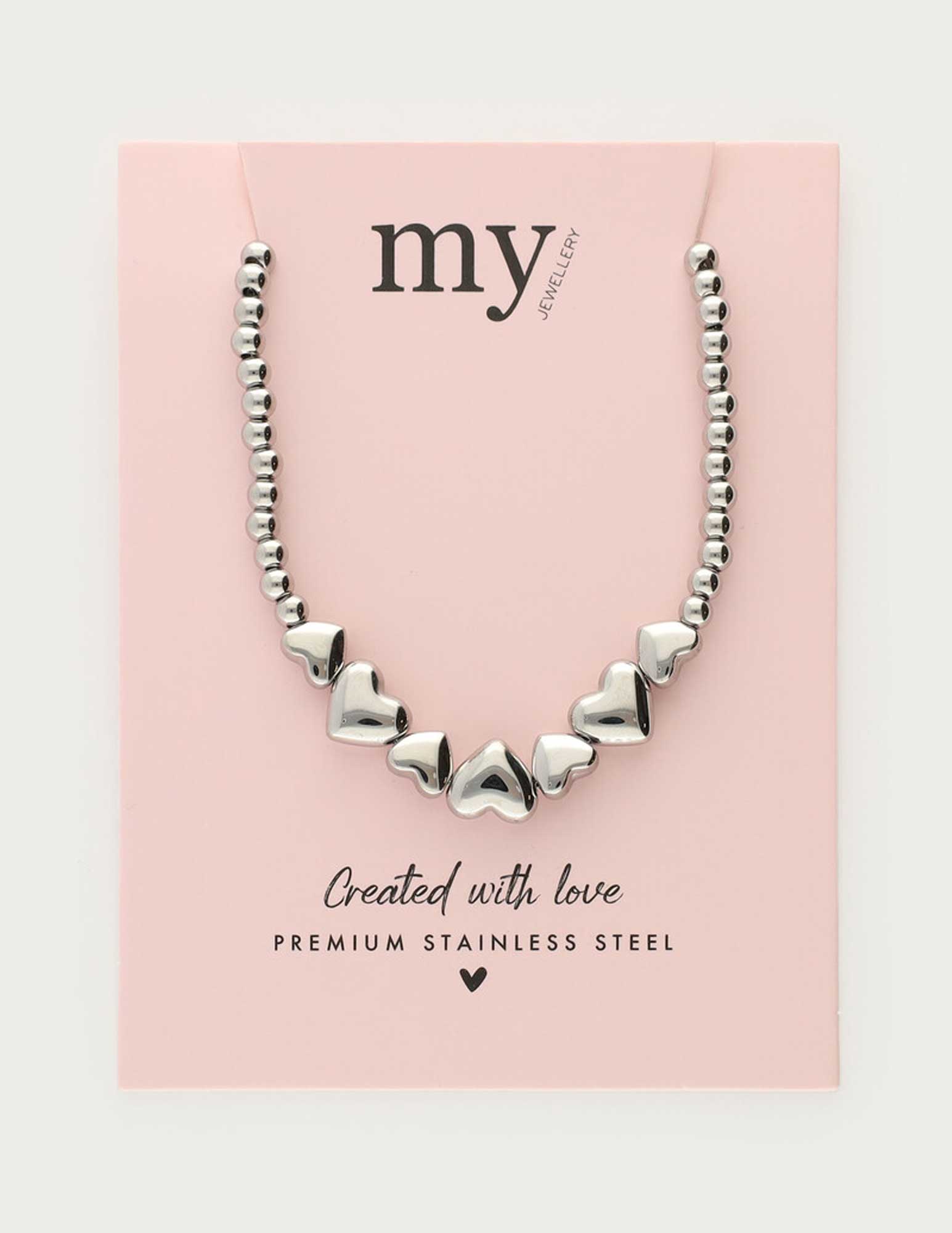 My Jewellery Steel beads heart ketting MJ13711 Zilver