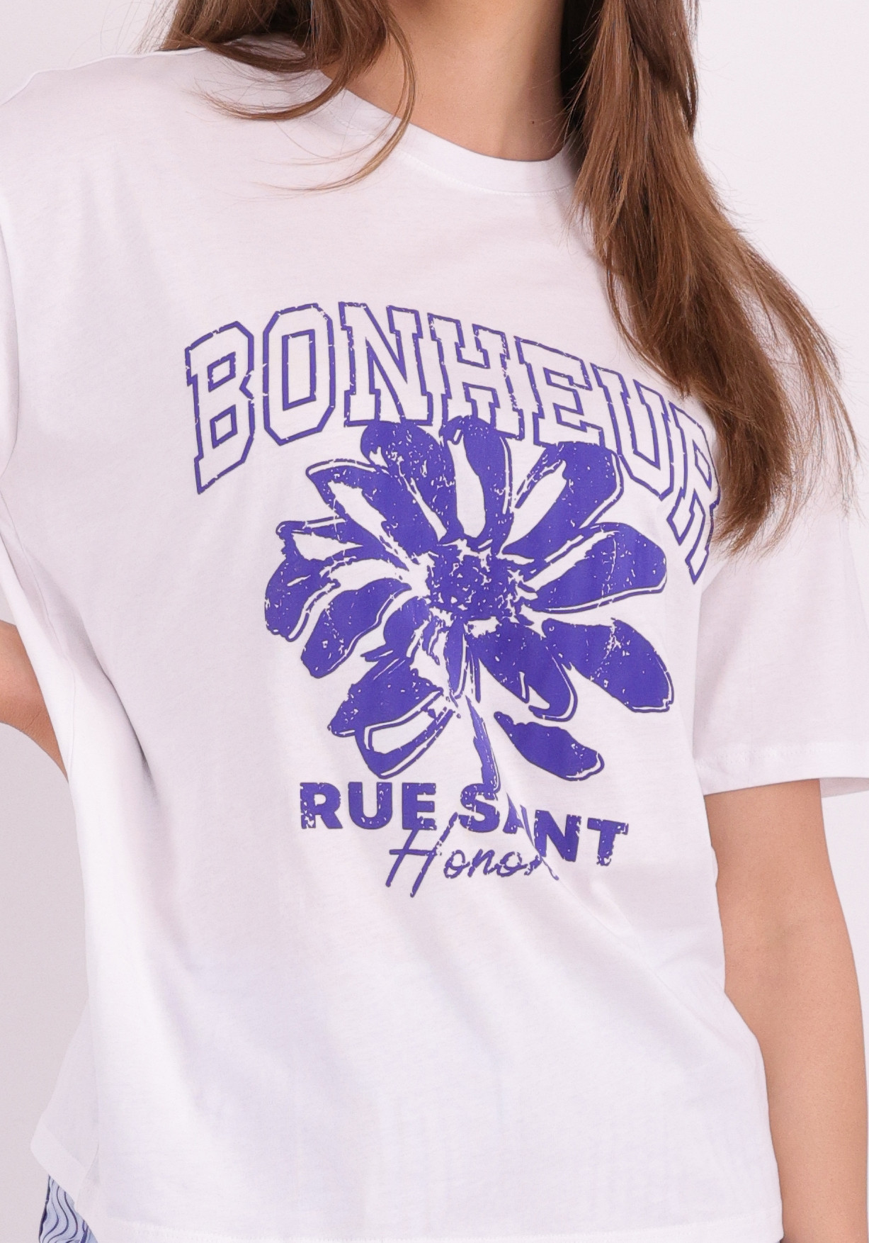 My Jewellery T-shirt Bonheur Flower MJ12695 Wit