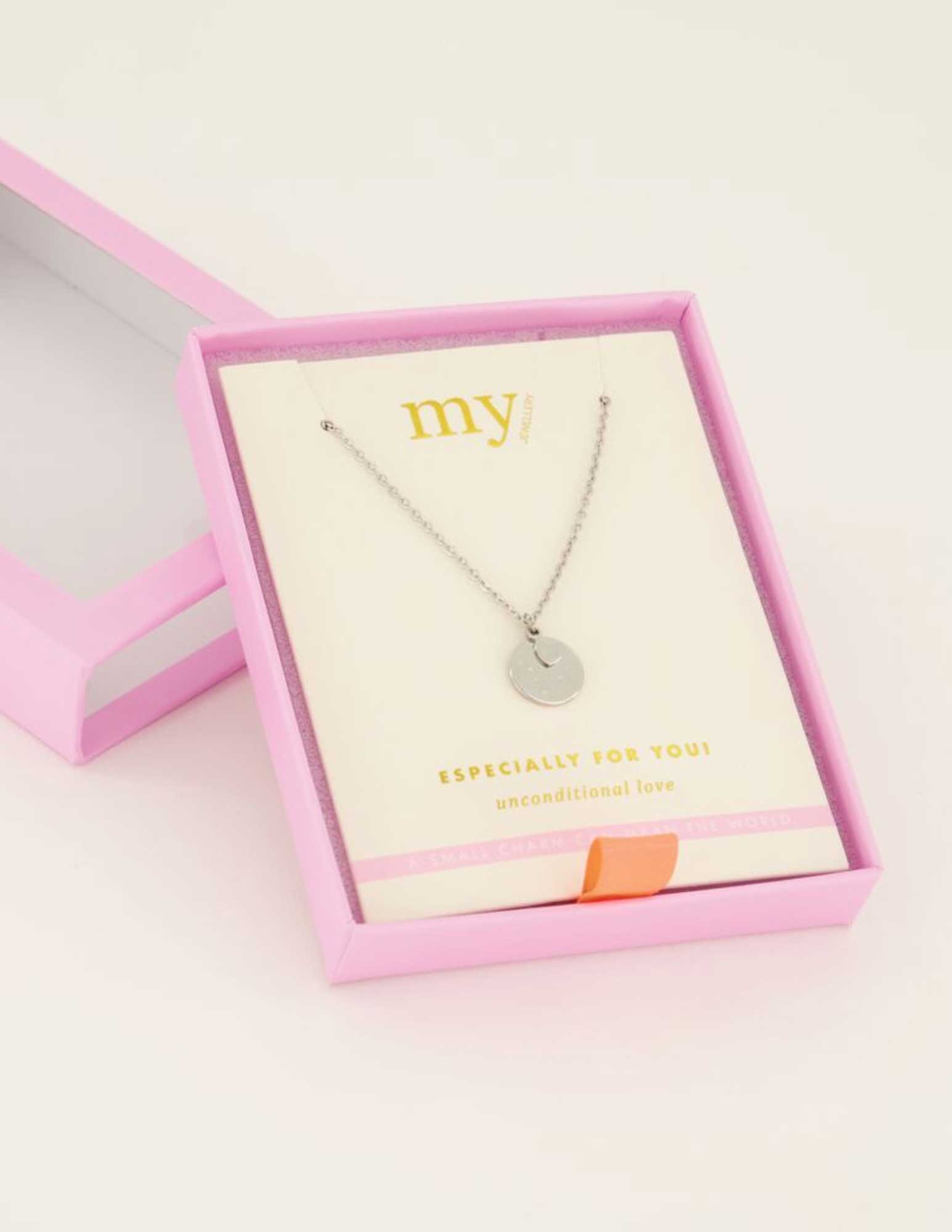 My Jewellery Ketting met munt en hart MJ08432 Zilver