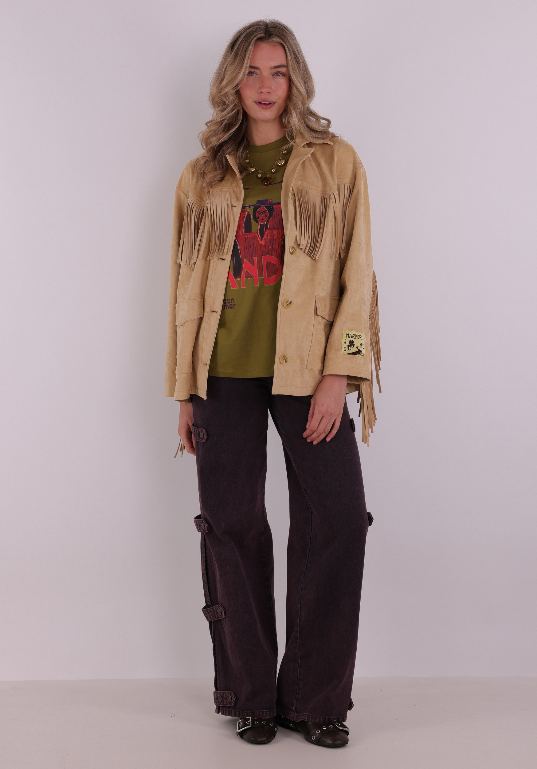 Harper & Yve T-shirt Bandida SS6Y304 Midden groen