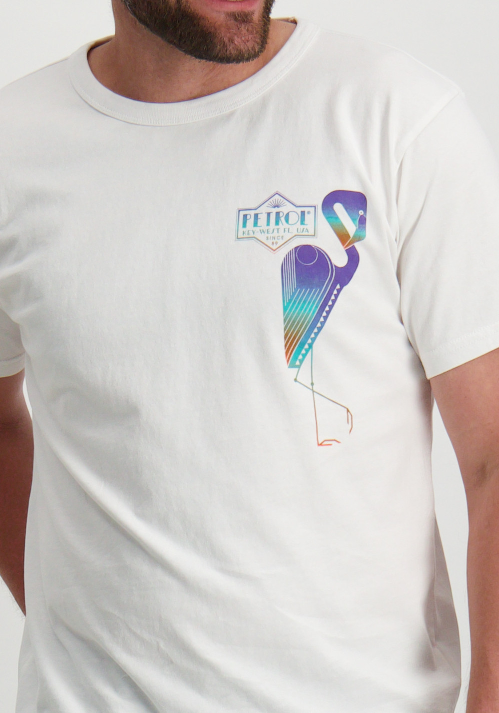 Petrol T-shirt met opdruk M-1050-TSR648 Wit