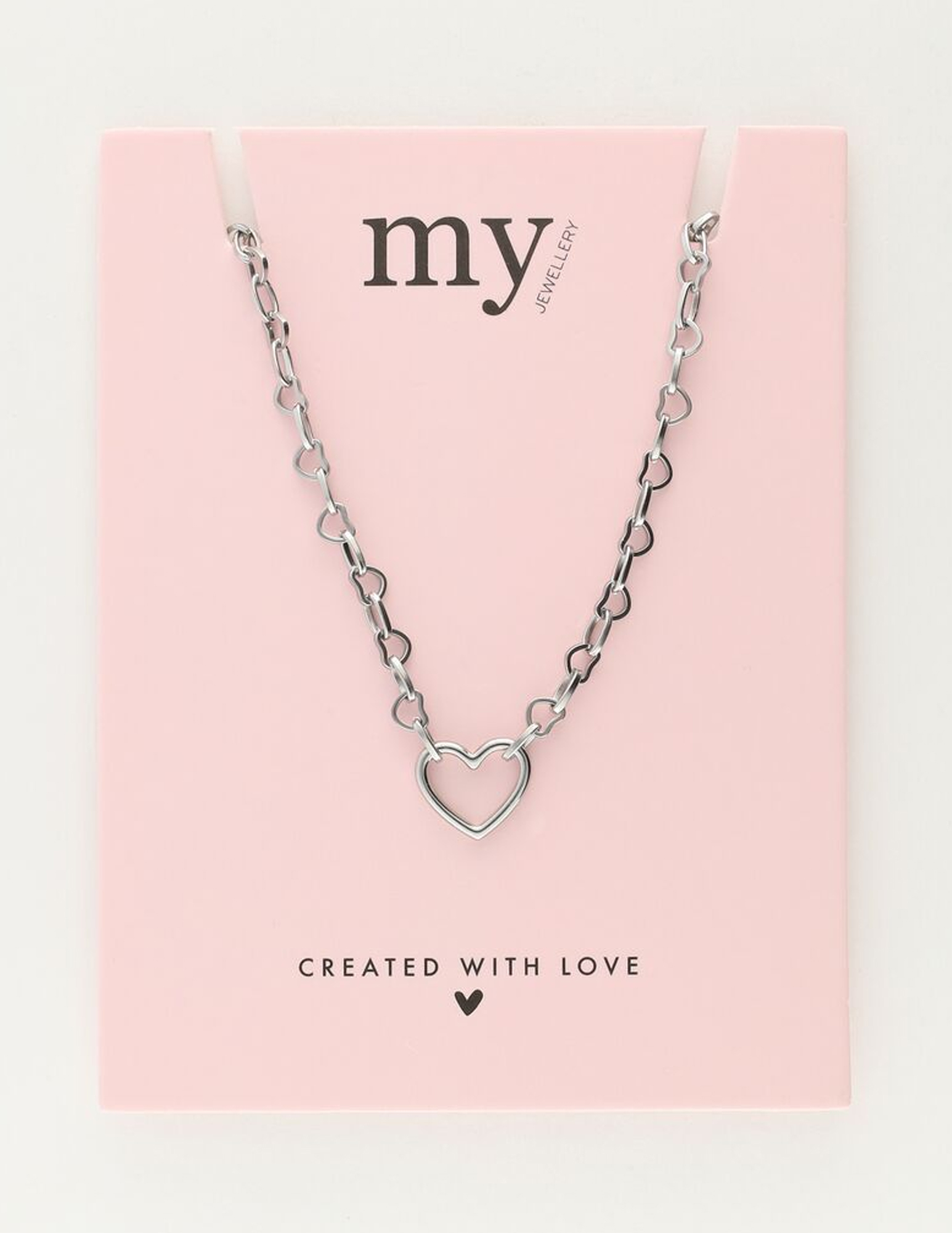 My Jewellery Schakelketting met klein open hart bedel MJ09694 Zilver