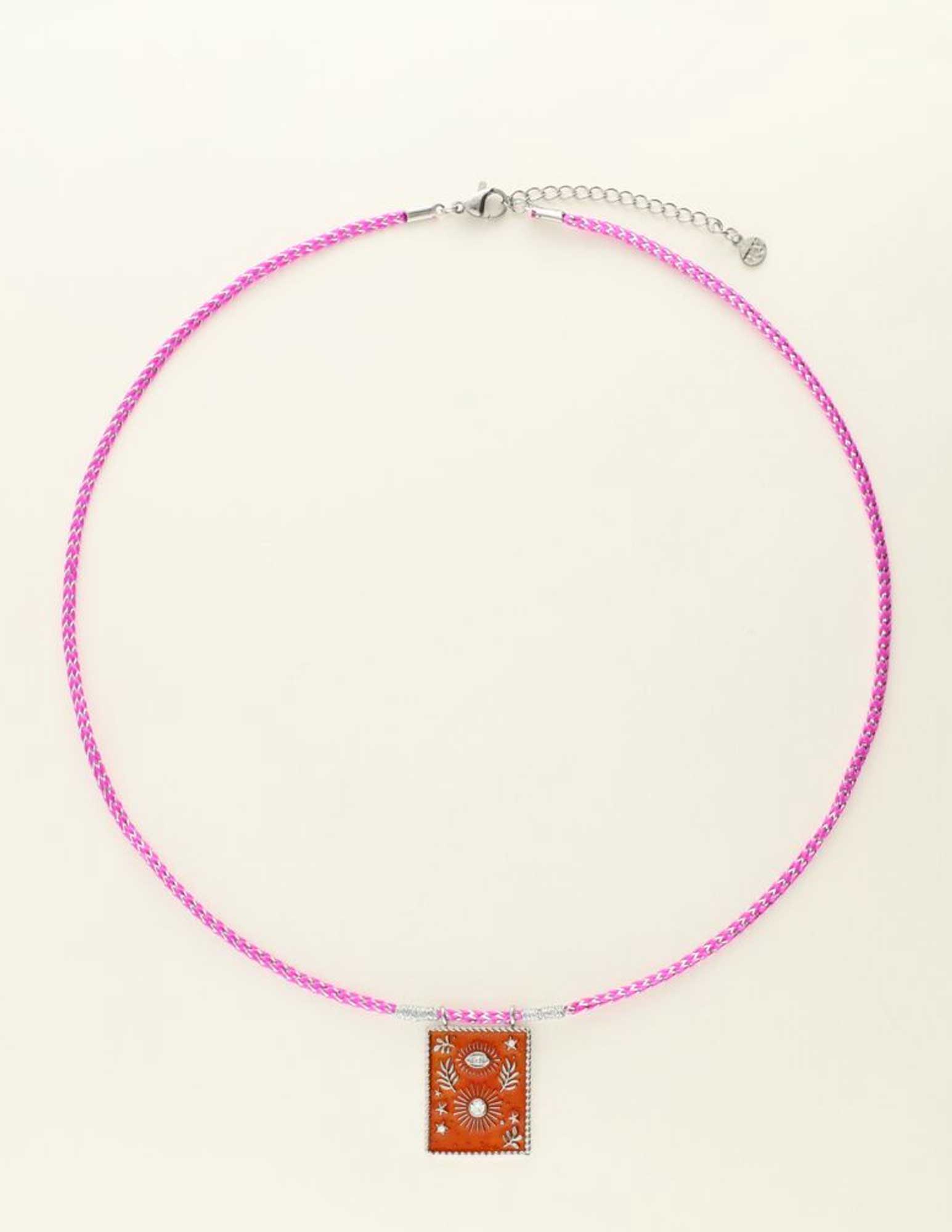 My Jewellery Mystic ketting met oranje bedel MJ09427 Zilver