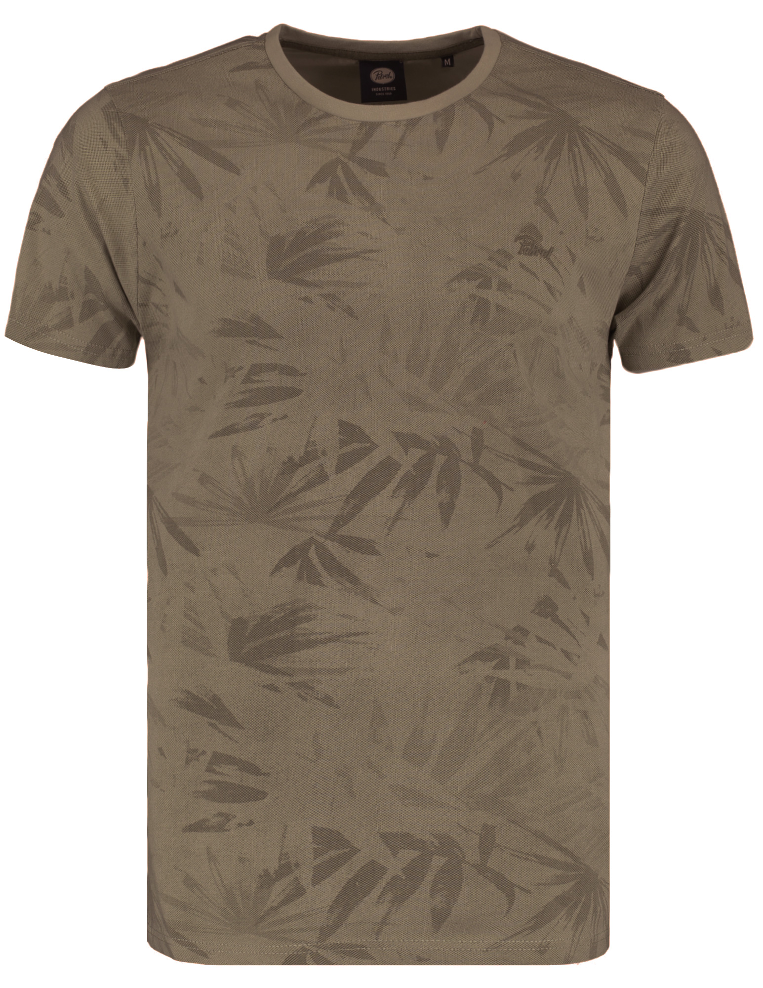Petrol T-shirt met palm print M-1050-TSR161 Khaki