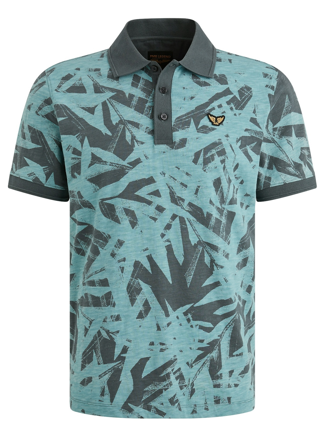 PME Legend Polo met print PPSS2505871 Blauw