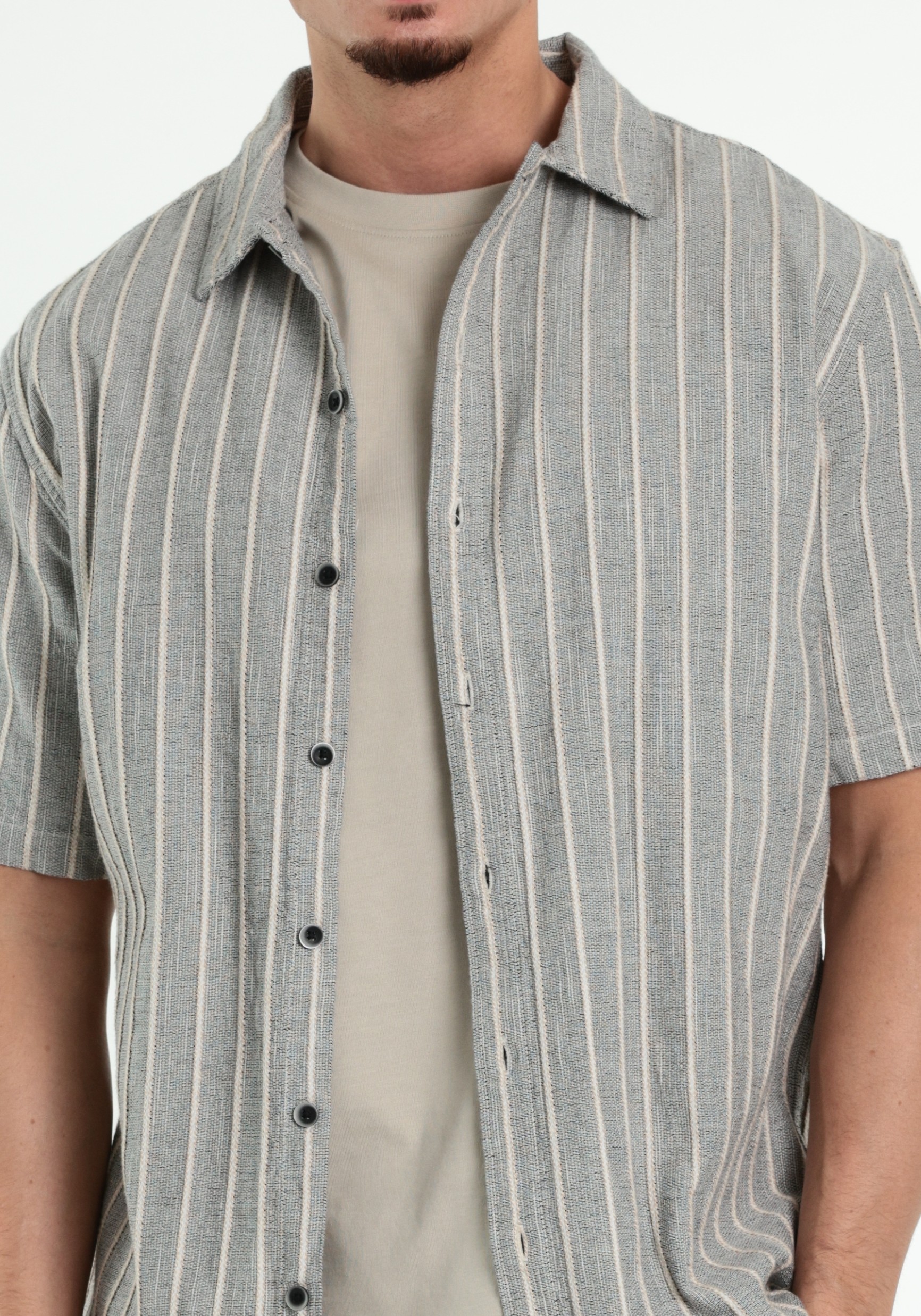 No Excess Overhemd stripes 32460446 Beige