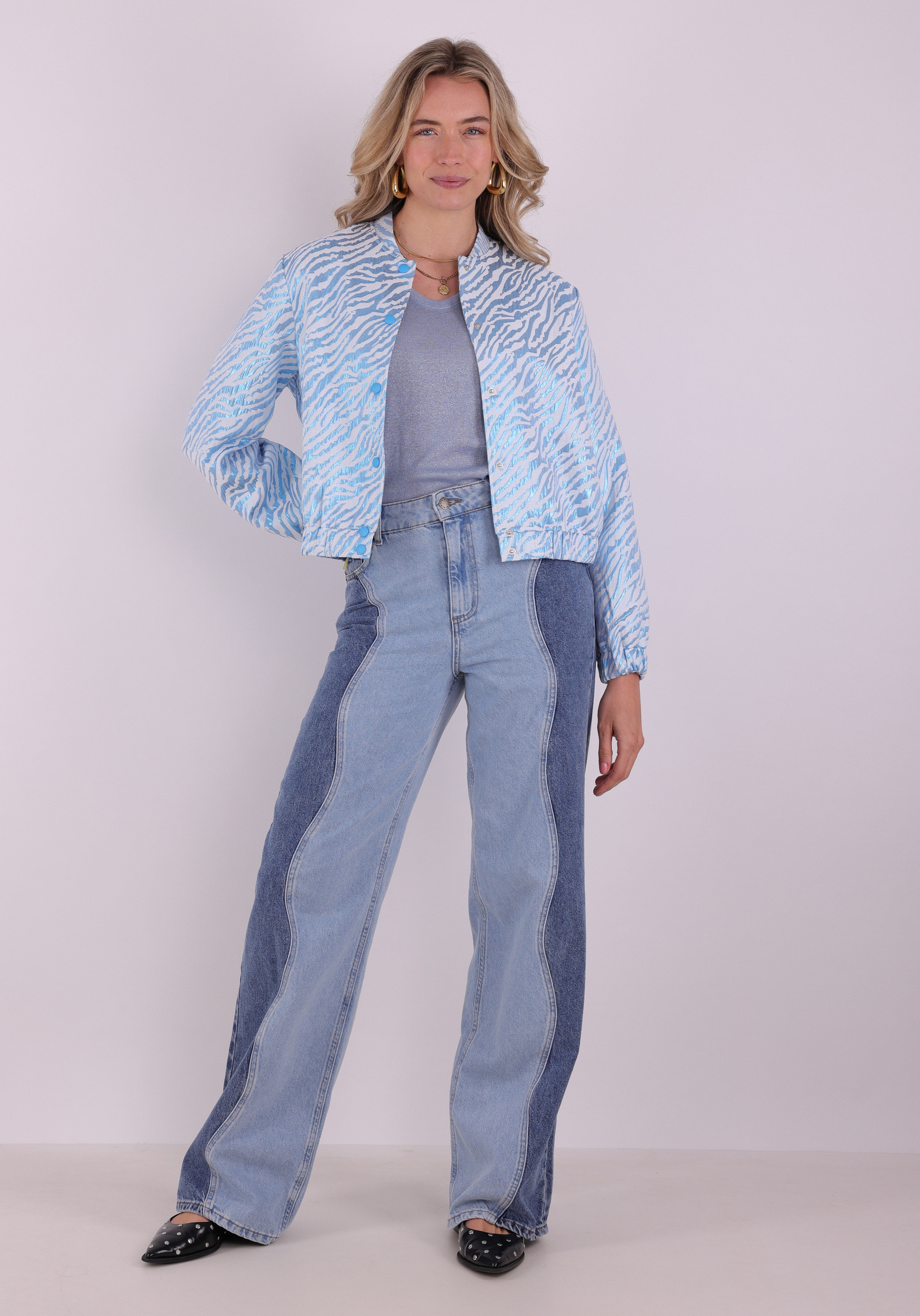 Only T-shirt Silvery lurex 15136069 Licht blauw