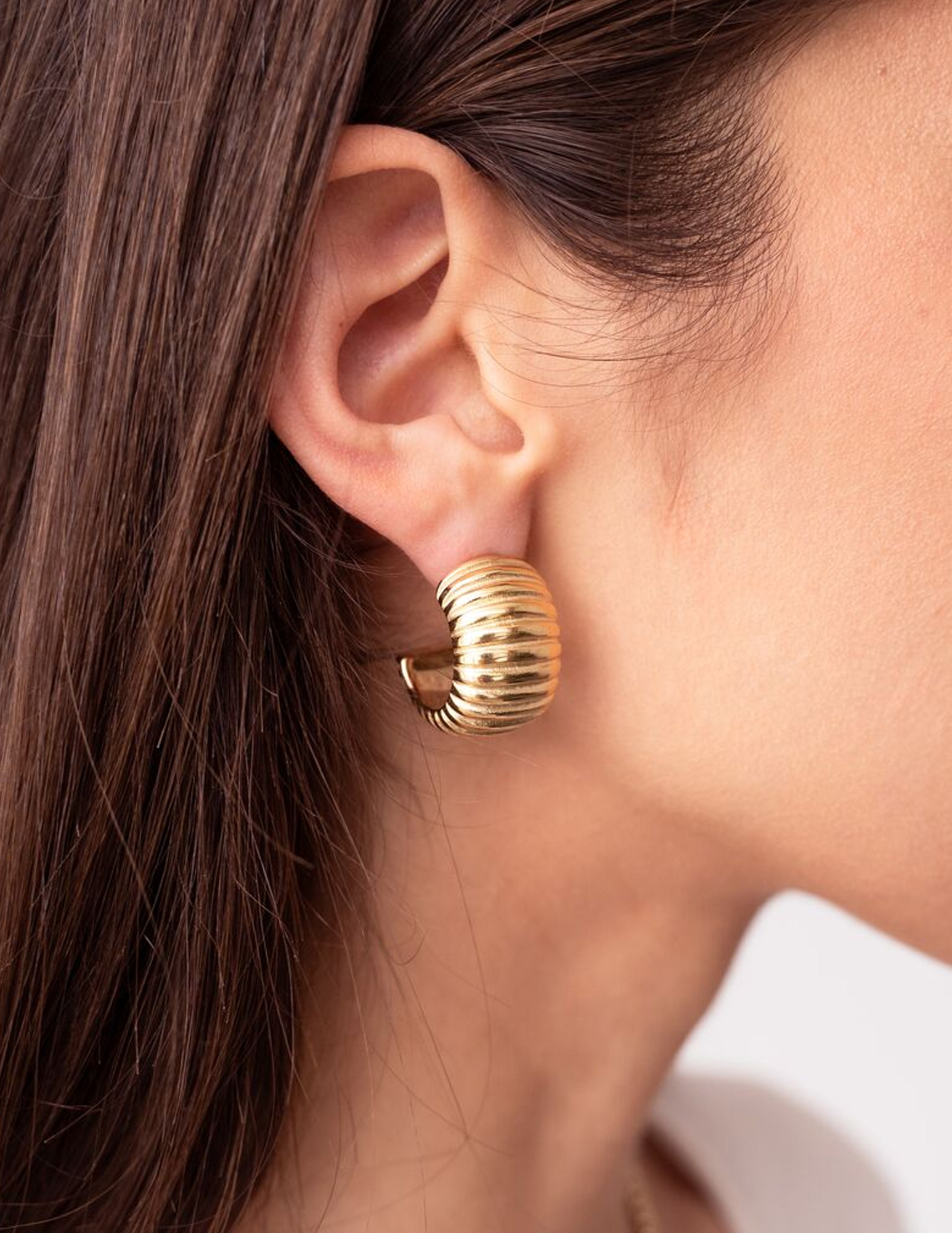 My Jewellery Bold oorringen met ribbel textuur MJ11091 Goud