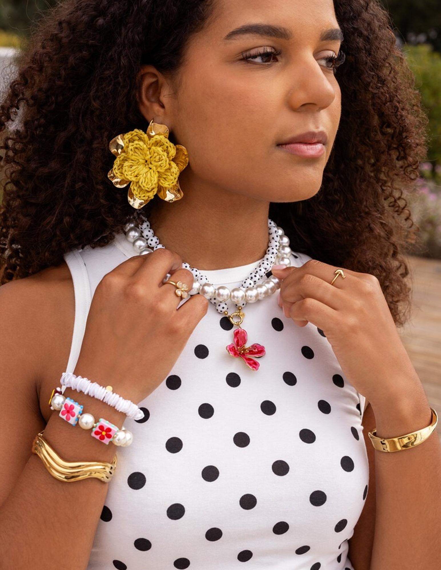 My Jewellery Ketting met witte glas parels MJ14568 Goud
