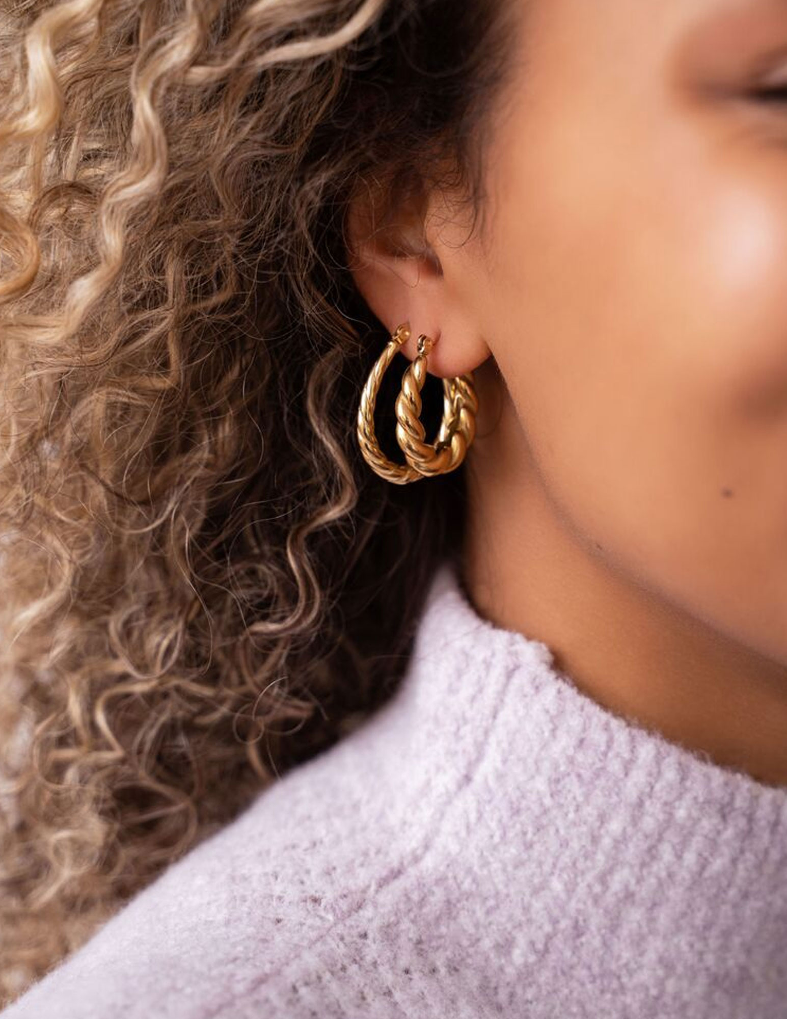 My Jewellery Oorringen ovaal gedraaid MJ05455 Goud