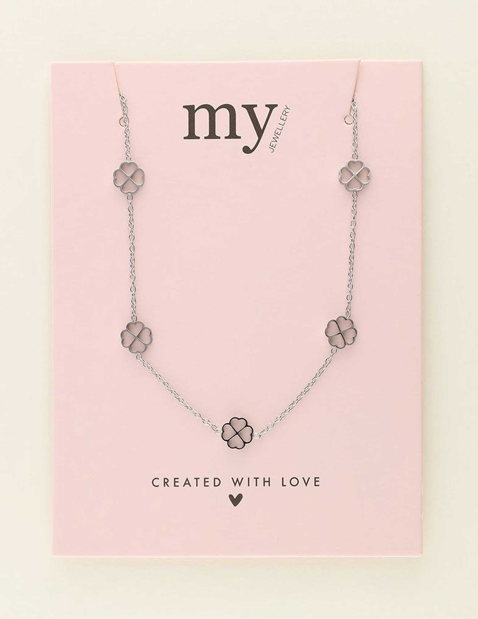 My Jewellery Ketting met klavertjes MJ08677 Zilver