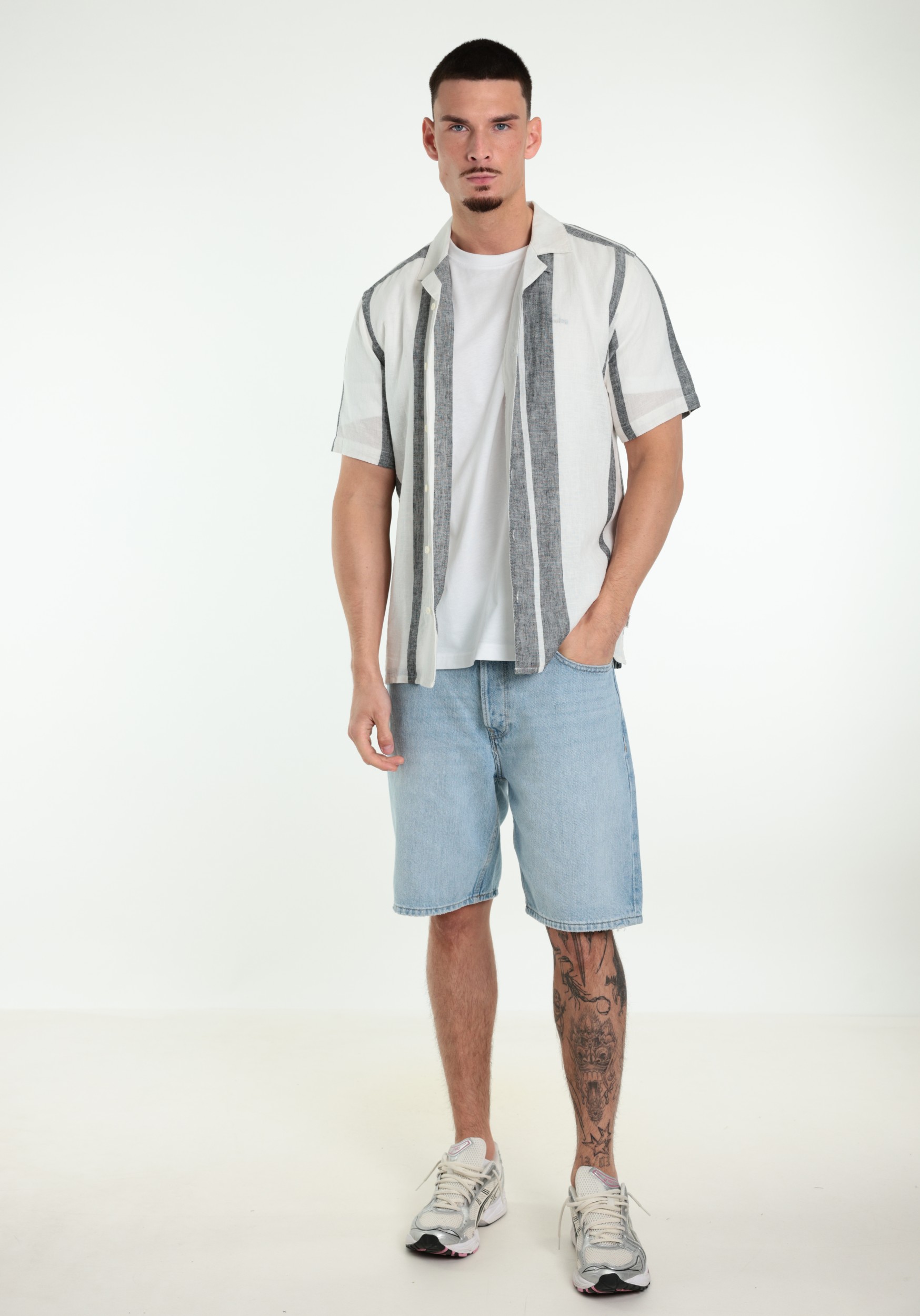 ONLY & SONS Overhemd Caiden met strepen 22026109 Wit