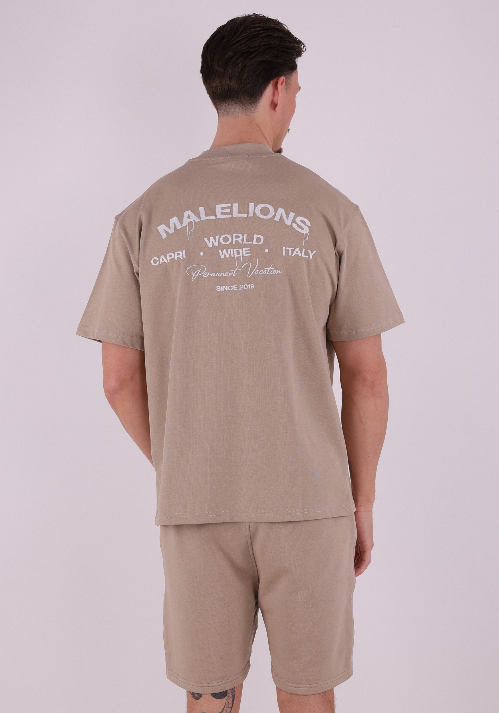 Malelions T-shirt Permanent Vacation MMB30026061 Licht bruin