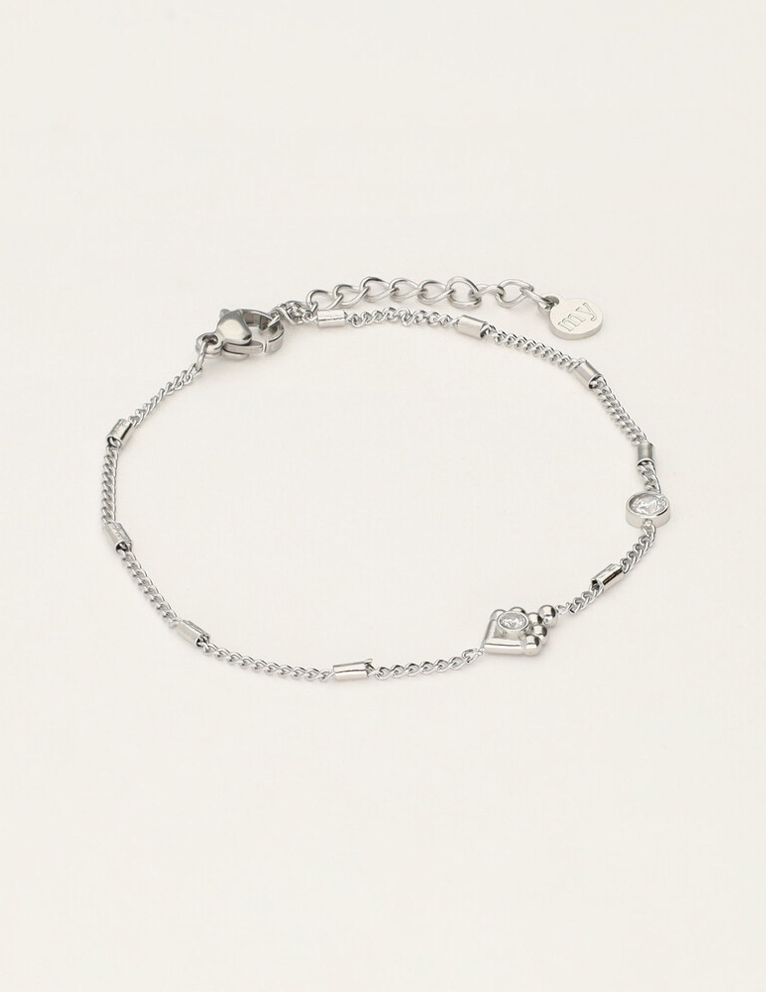 My Jewellery Armband met tubes en strass MJ12064 Zilver
