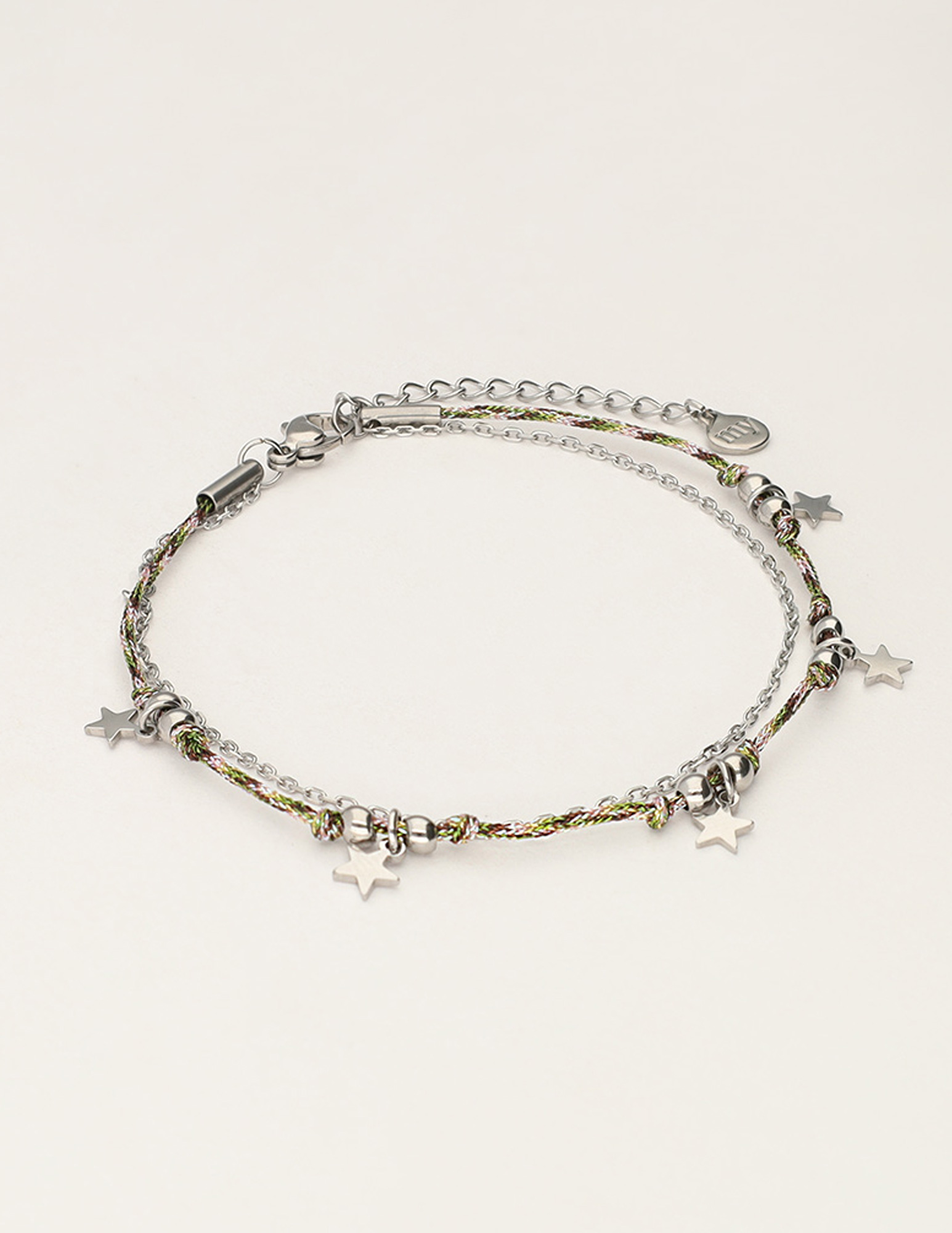 My Jewellery Armband met koord en sterren MJ11057 Zilver
