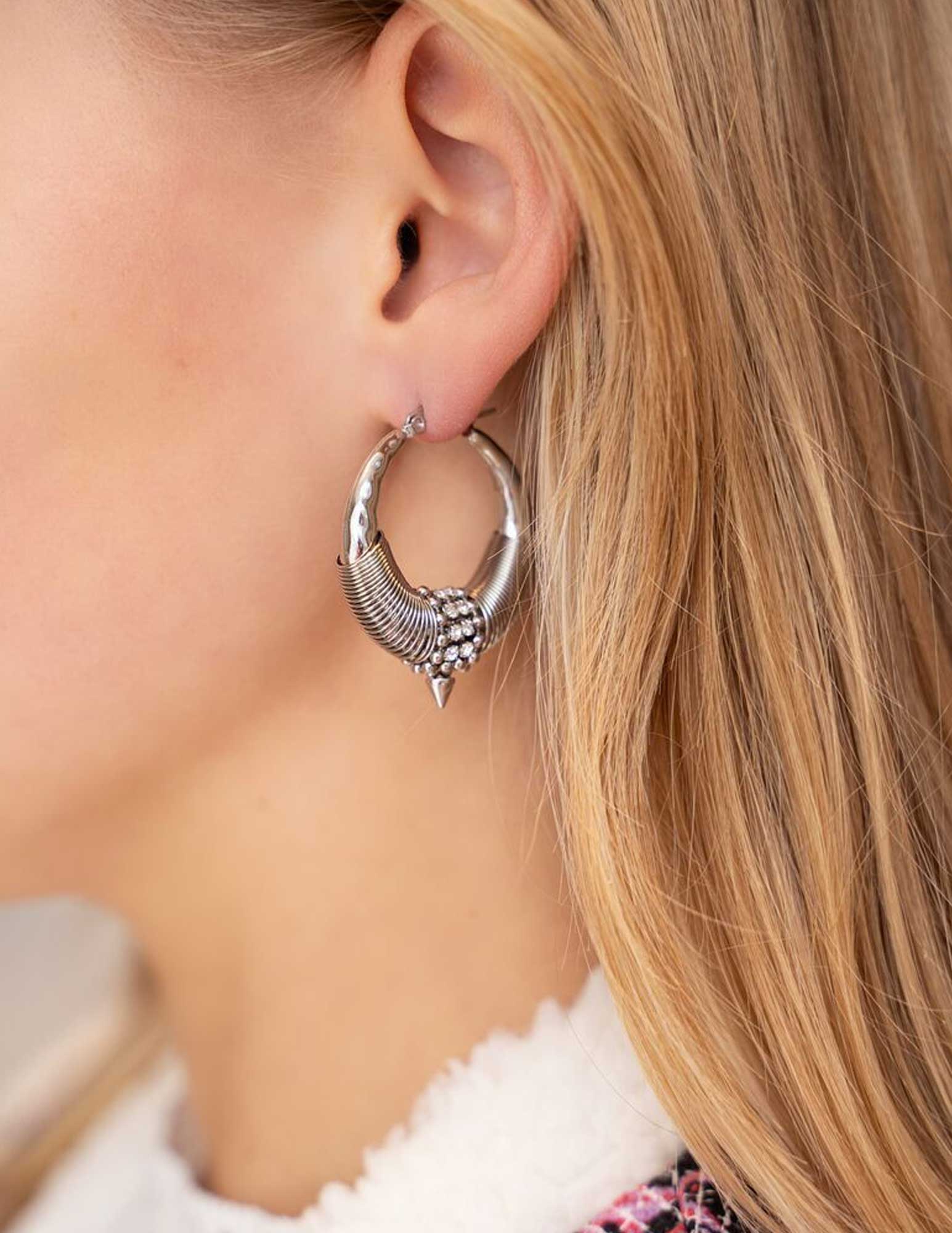 My Jewellery Oorringen Chunky met strass MJ08344 Zilver